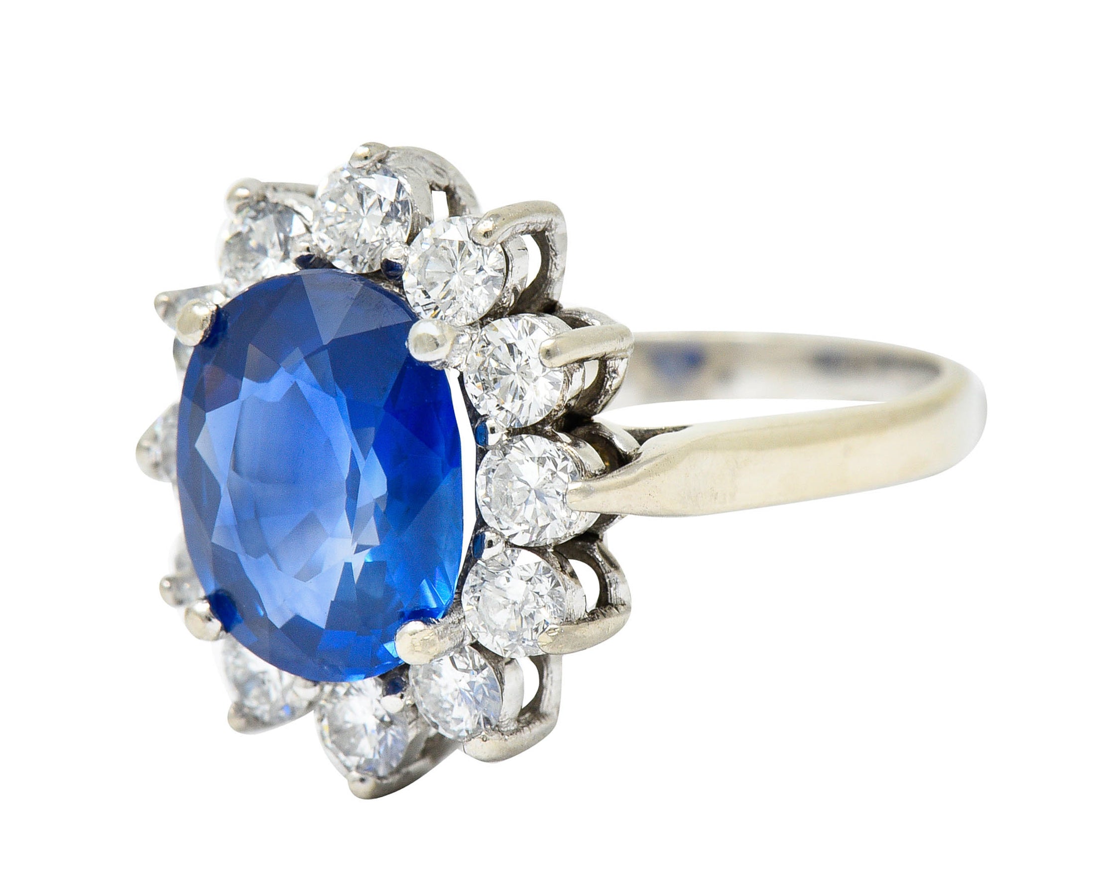 Regal 5.16 CTW Sapphire Diamond 14 Karat White Gold Cluster RingRing - Wilson's Estate Jewelry