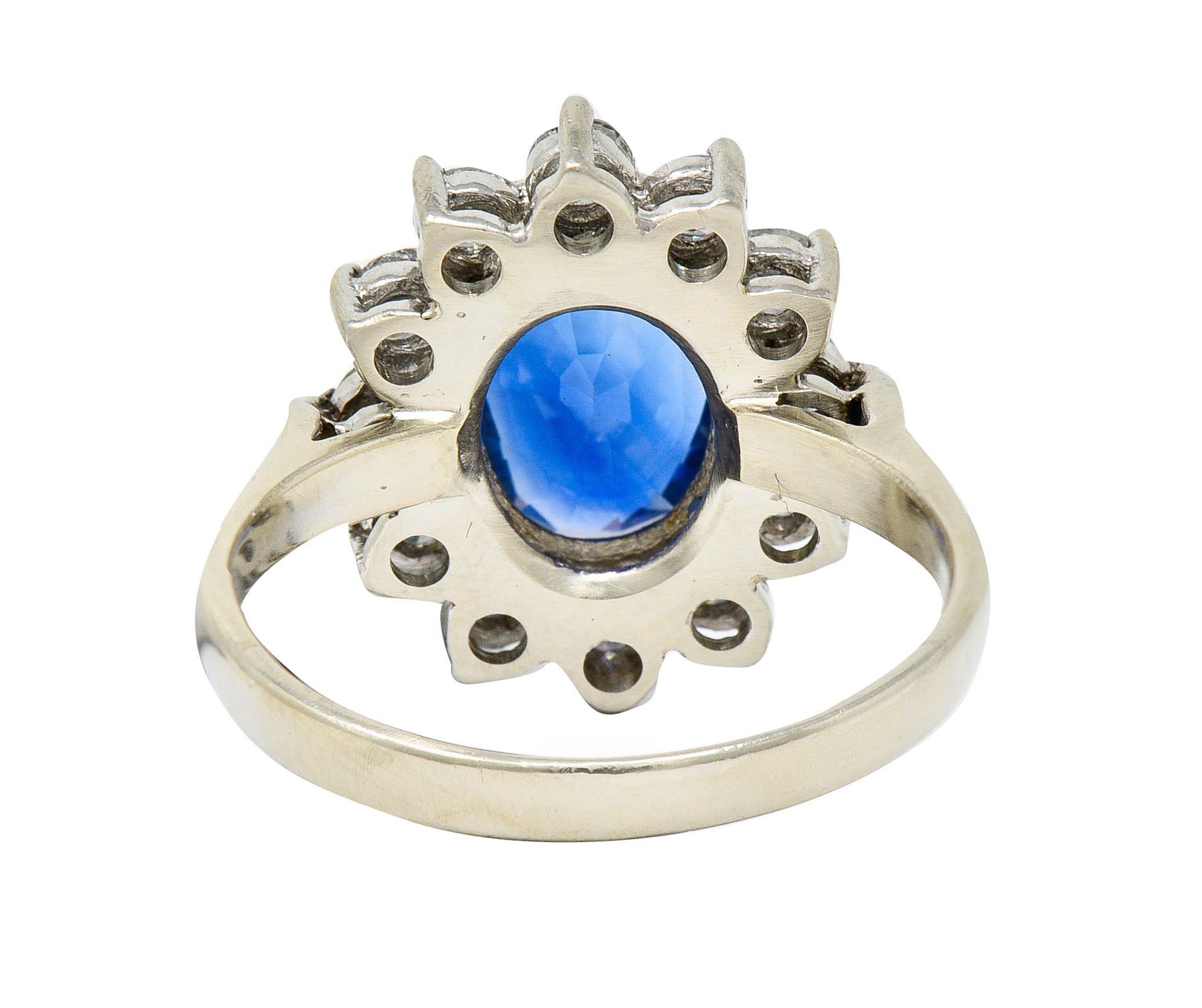 Regal 5.16 CTW Sapphire Diamond 14 Karat White Gold Cluster RingRing - Wilson's Estate Jewelry