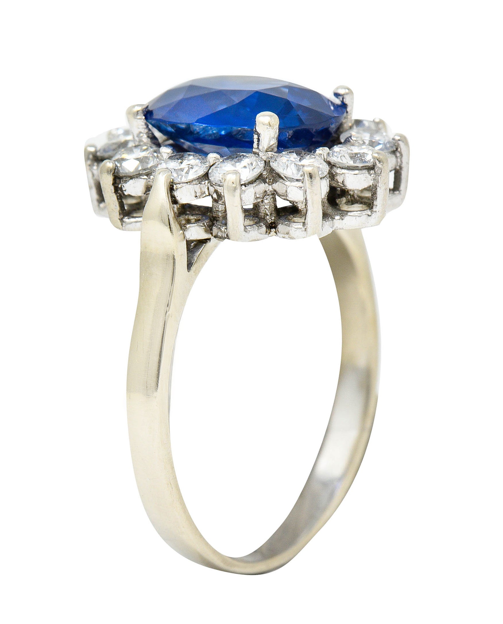 Regal 5.16 CTW Sapphire Diamond 14 Karat White Gold Cluster RingRing - Wilson's Estate Jewelry