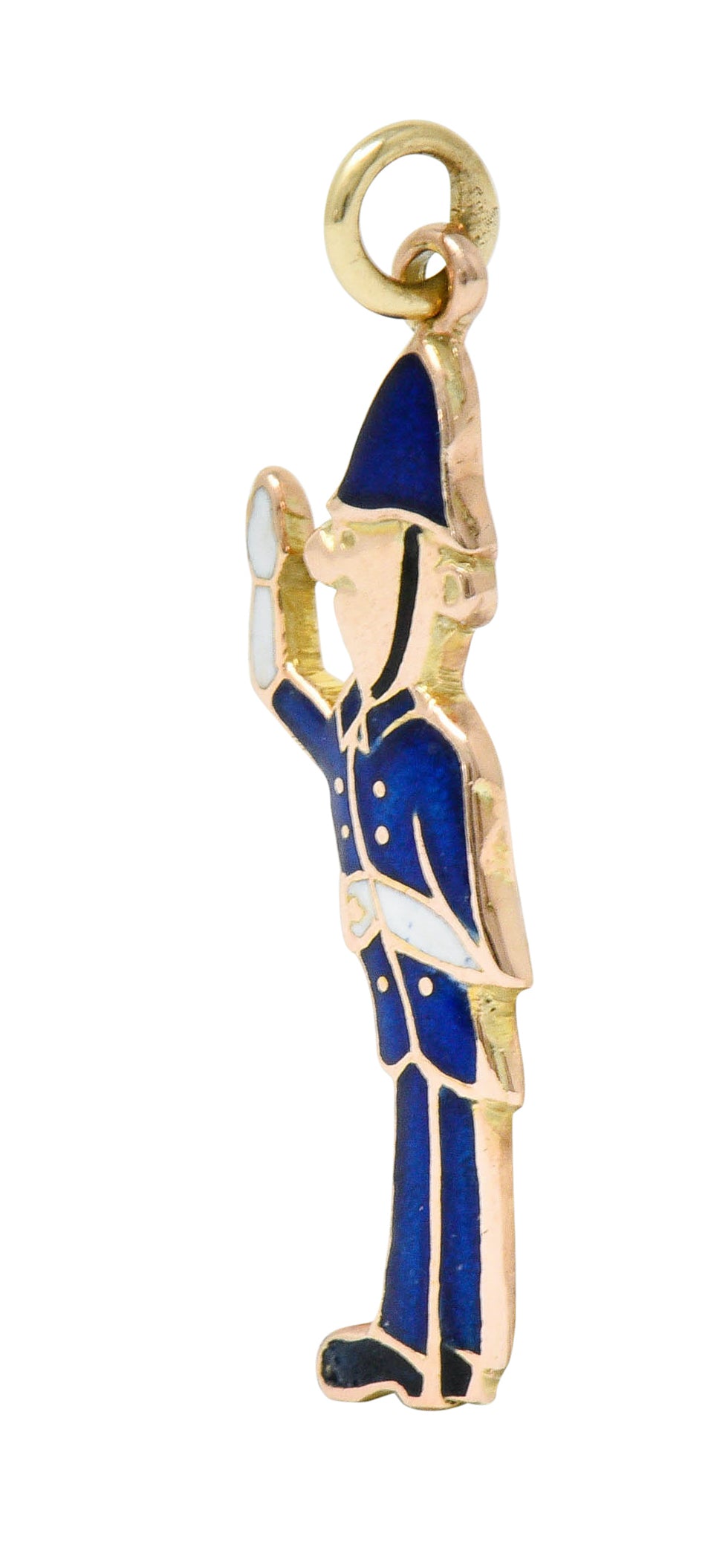 1952 Enamel 9 Karat Rose Gold British Bobby Police Officer Charmcharm - Wilson's Estate Jewelry