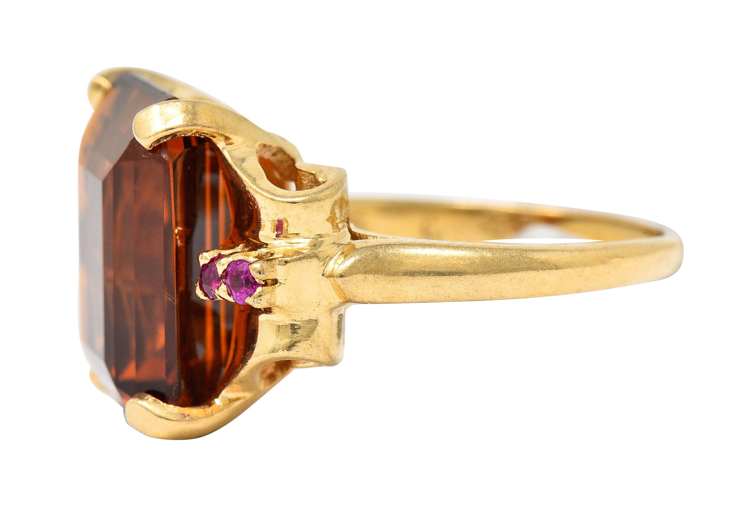 Cartier Retro Citrine Ruby 14 Karat Gold Gemstone RingRing - Wilson's Estate Jewelry