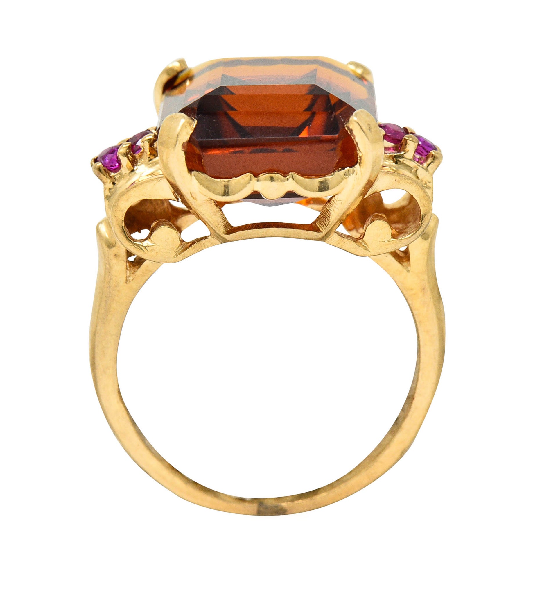 Cartier Retro Citrine Ruby 14 Karat Gold Gemstone RingRing - Wilson's Estate Jewelry