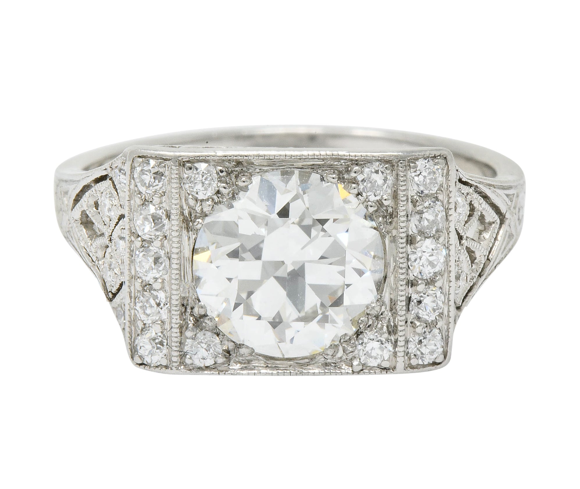 Tiffany & Co. Art Deco 1.45 CTW Diamond Platinum Engagement Ring GIA Wilson's Estate Jewelry