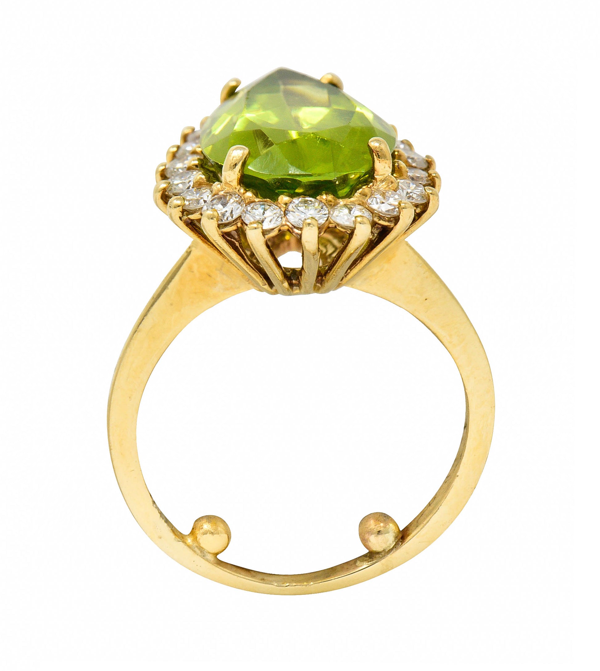 Vintage 5.60 CTW Peridot Diamond 14 Karat Gold Pear Cluster RingRing - Wilson's Estate Jewelry