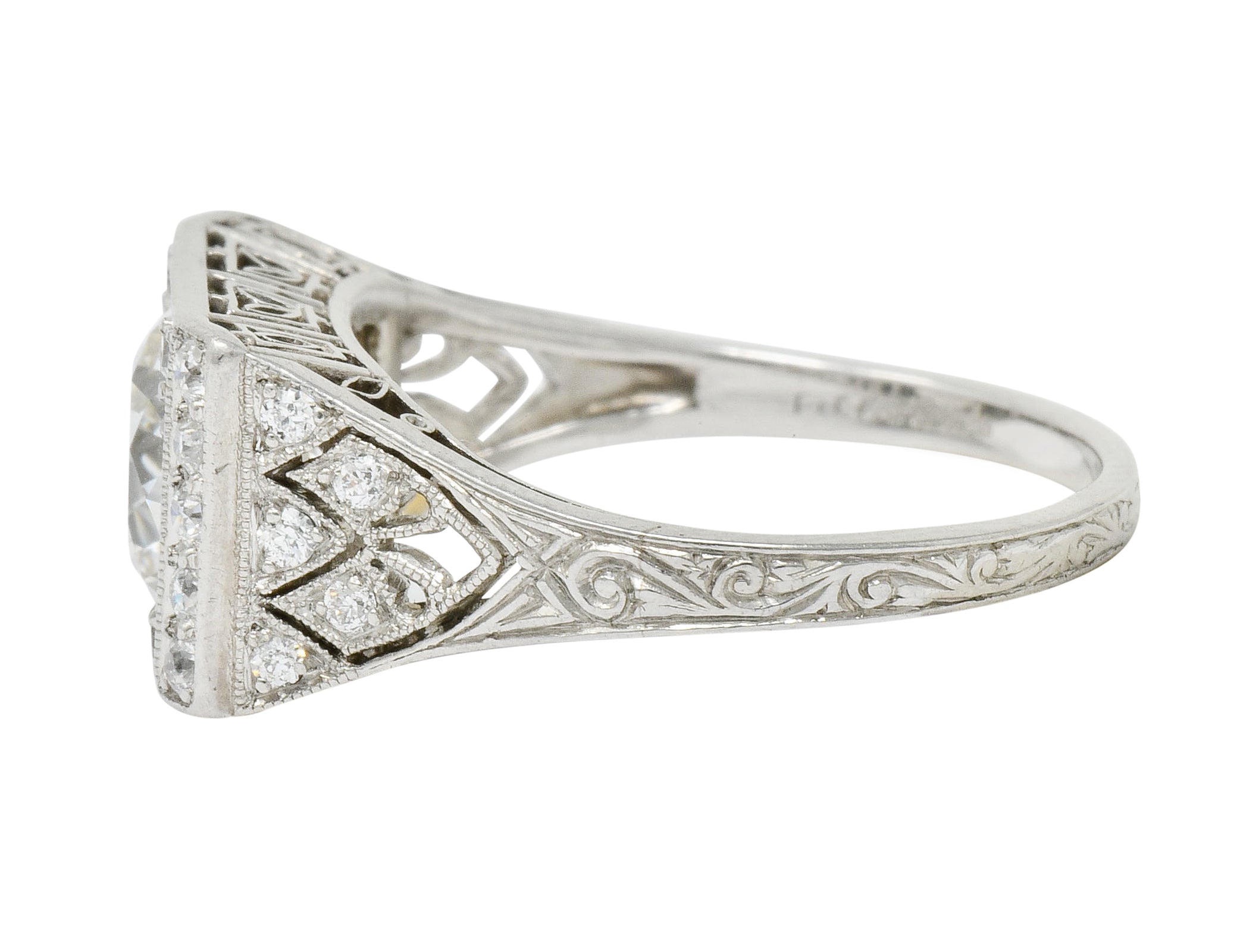 Tiffany & Co. Art Deco 1.45 CTW Diamond Platinum Engagement Ring GIA Wilson's Estate Jewelry