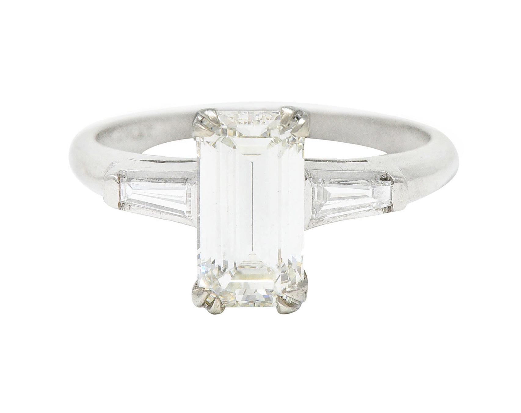 Mid-Century 1.72 CTW Emerald Cut Diamond Platinum Engagement RingRing - Wilson's Estate Jewelry