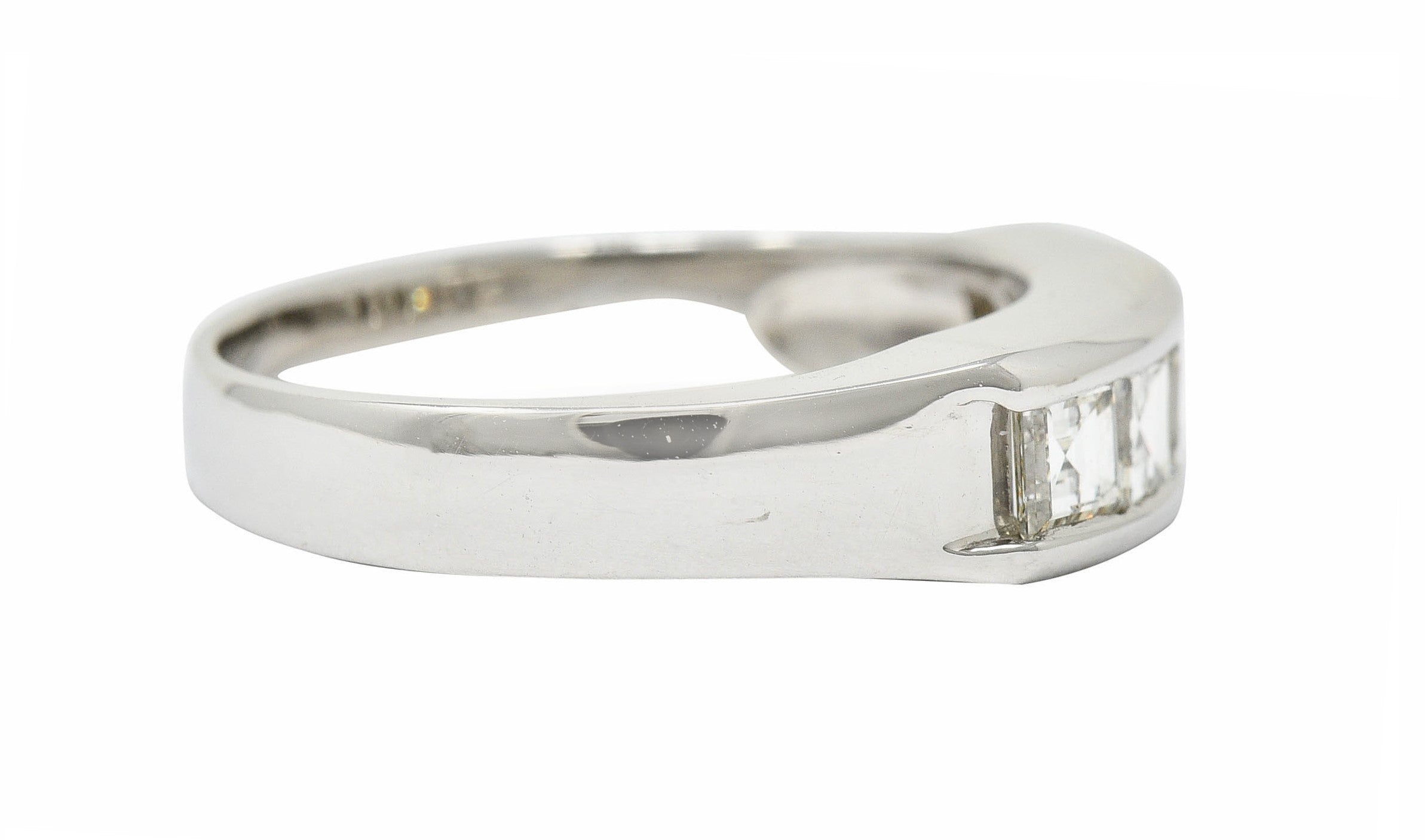 Contemporary 1.03 CTW Square Step Cut Diamond Platinum Stacking Band RingRing - Wilson's Estate Jewelry