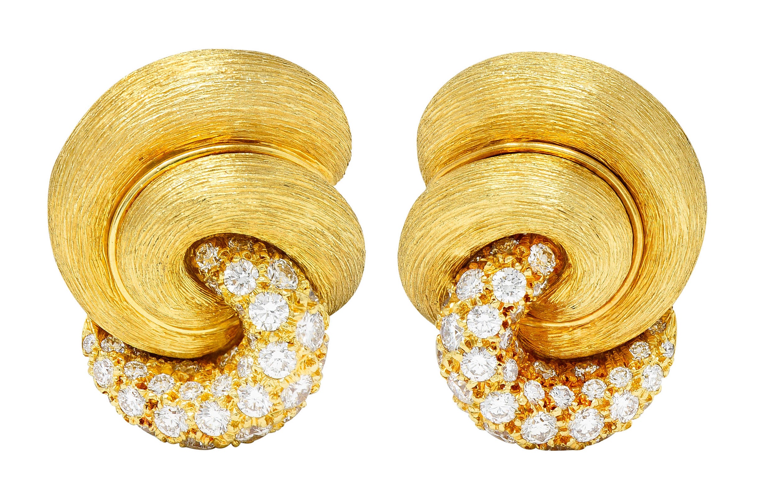 Henry Dunay 2.00 CTW Diamond 18 Karat Gold Sabi Ear-Clip EarringsEarrings - Wilson's Estate Jewelry