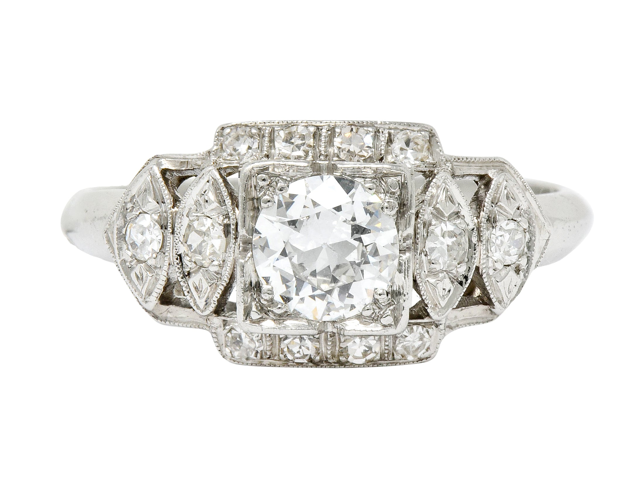 Late Art Deco 0.72 CTW Diamond Platinum Engagement Ring - Wilson's Estate Jewelry