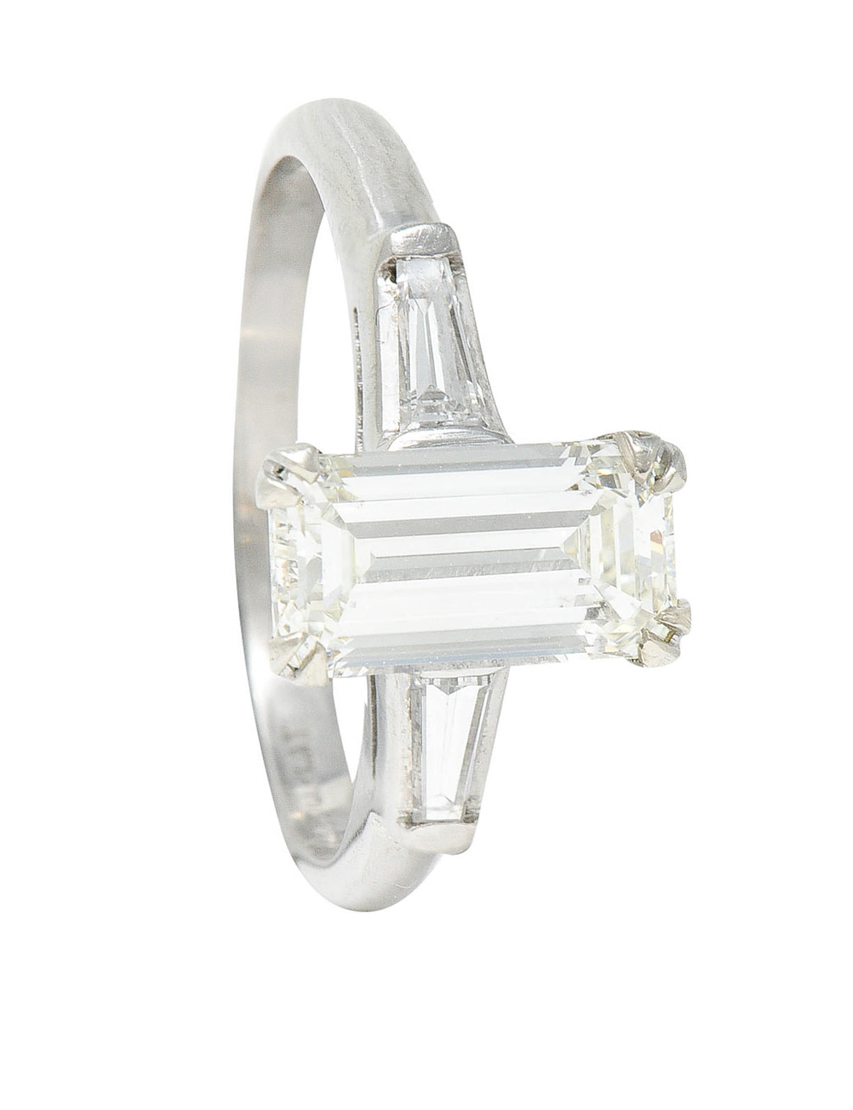 Mid-Century 1.72 CTW Emerald Cut Diamond Platinum Engagement RingRing - Wilson's Estate Jewelry