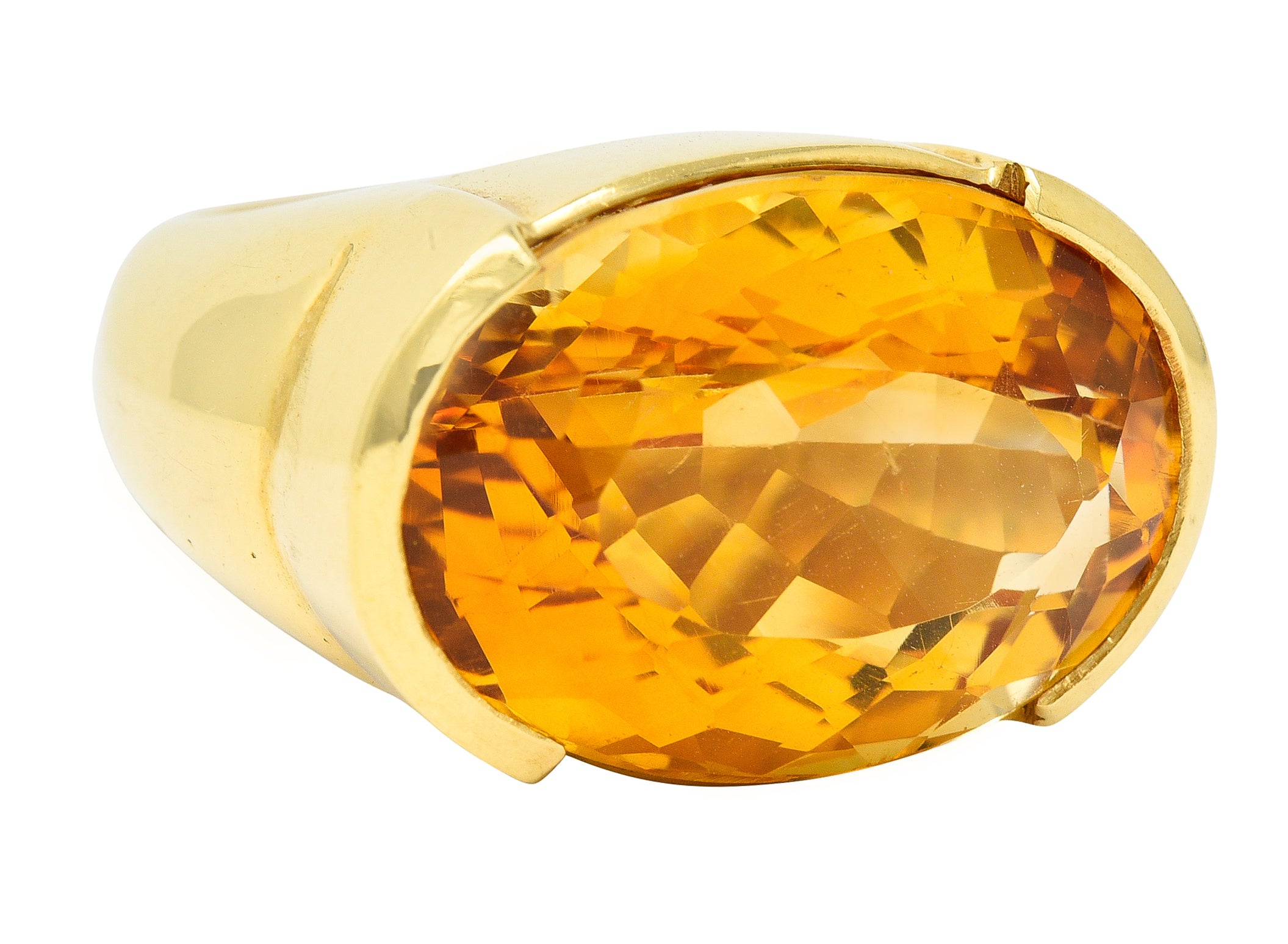 1960's Vintage Citrine 18 Karat Yellow Gold Statement Gemstone Ring Wilson's Estate Jewelry