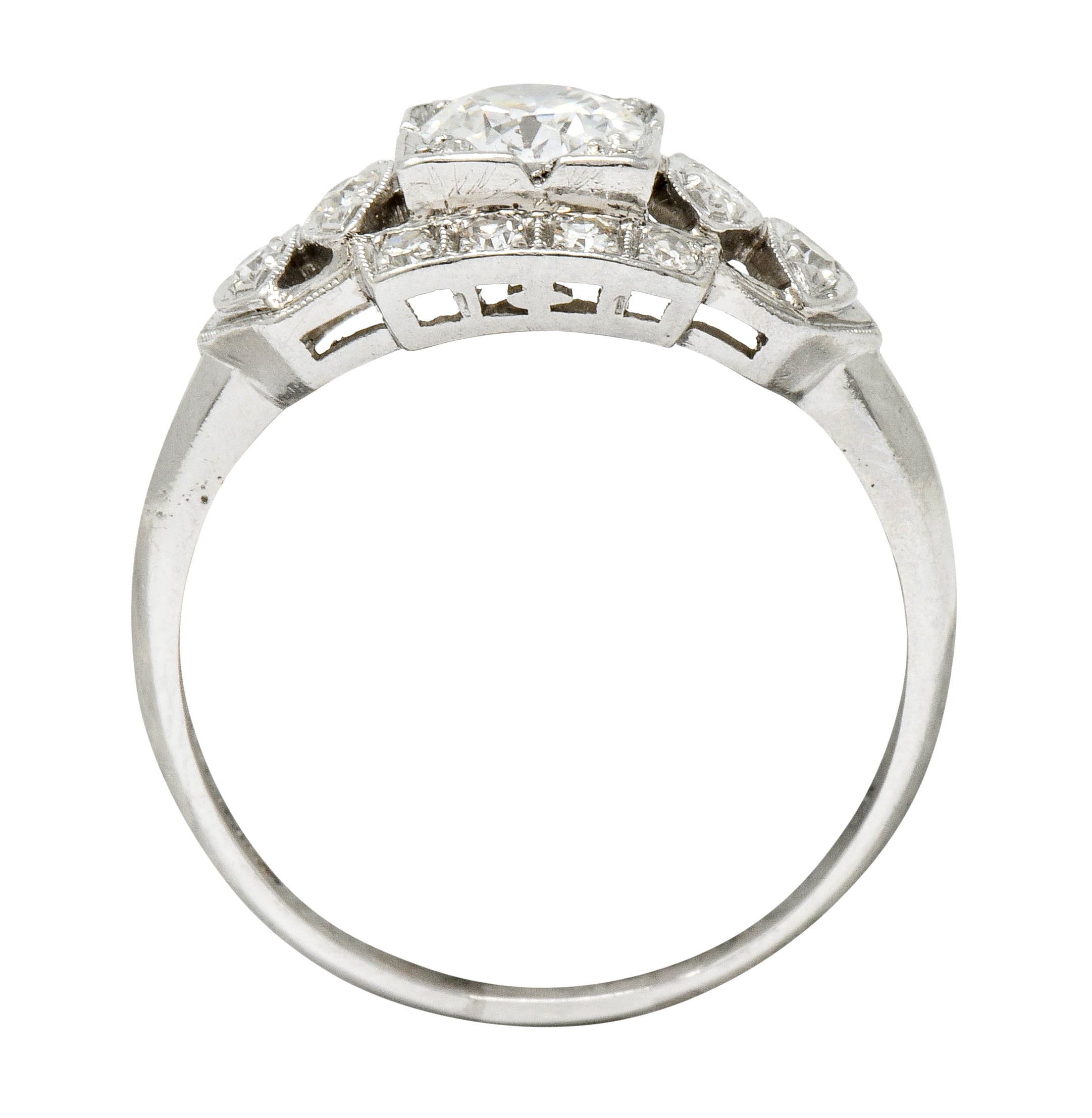 Late Art Deco 0.72 CTW Diamond Platinum Engagement Ring - Wilson's Estate Jewelry