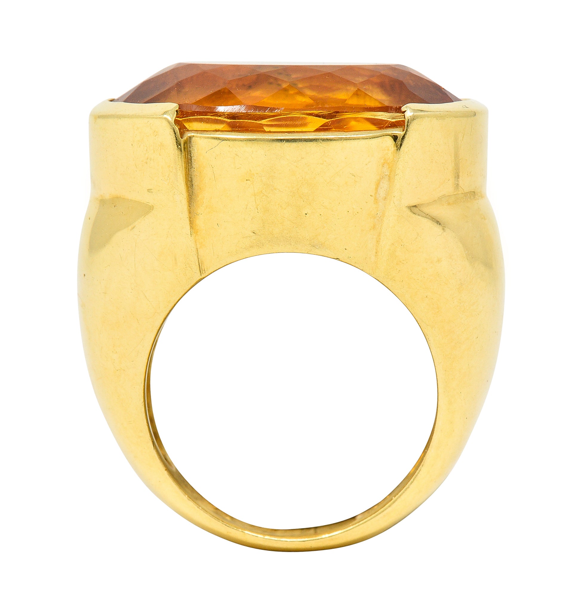 1960's Vintage Citrine 18 Karat Yellow Gold Statement Gemstone Ring Wilson's Estate Jewelry