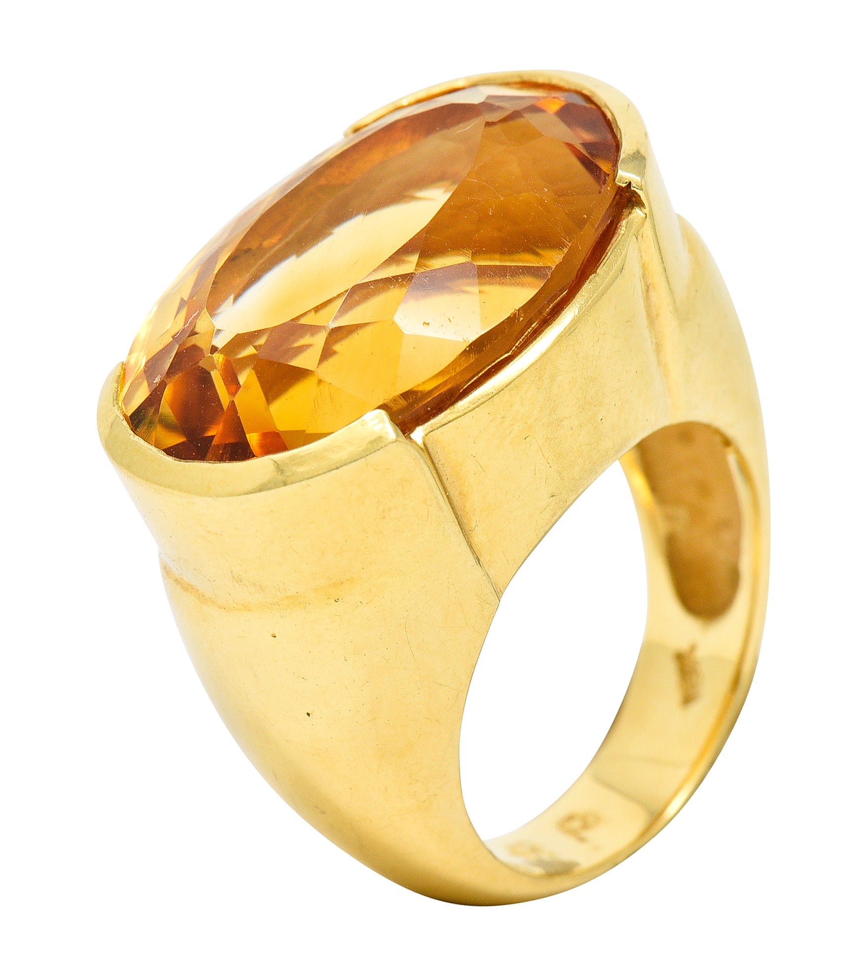 1960's Vintage Citrine 18 Karat Yellow Gold Statement Gemstone Ring Wilson's Estate Jewelry