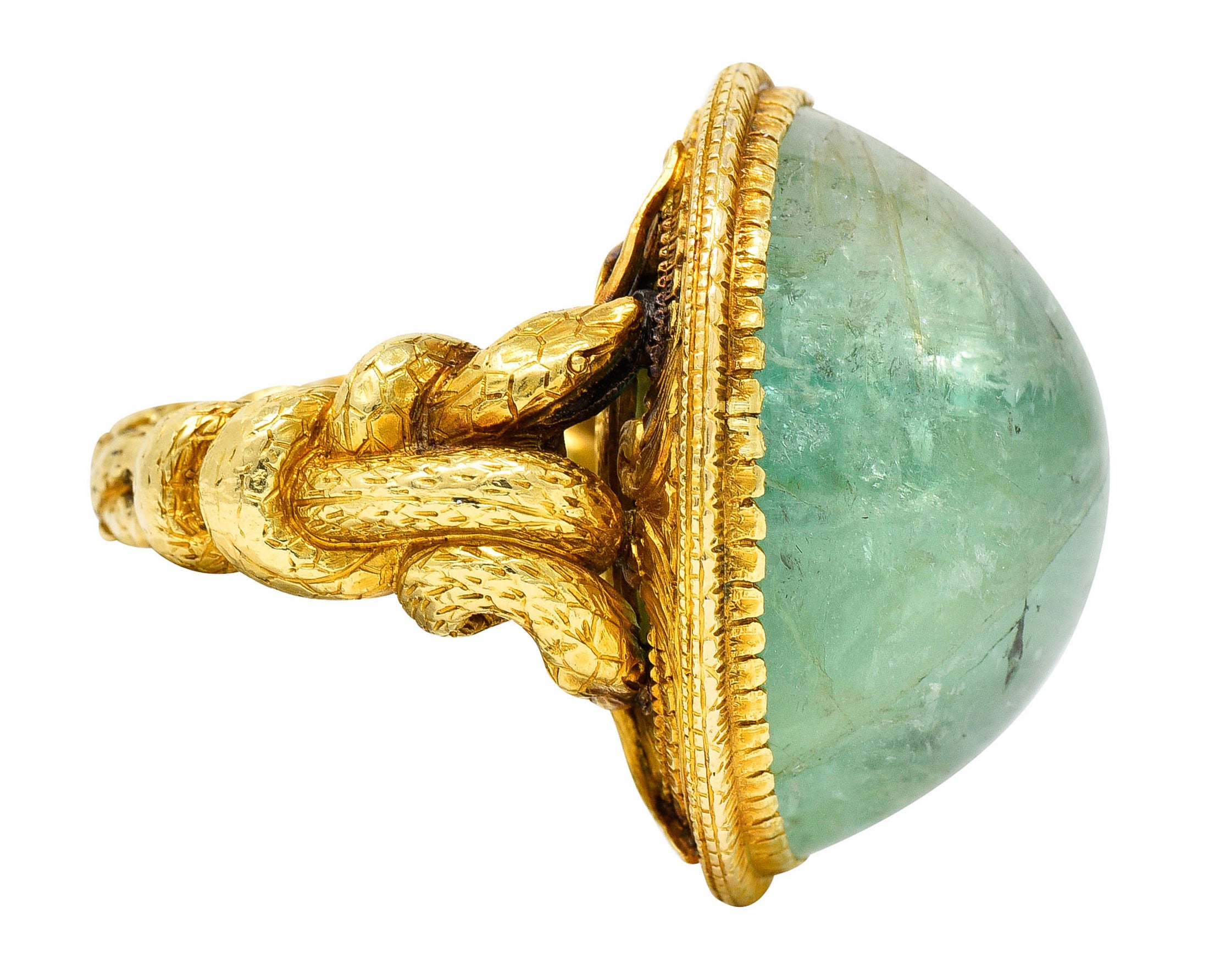 Substantial Emerald 22 Karat Gold Snake Gemstone RingRing - Wilson's Estate Jewelry