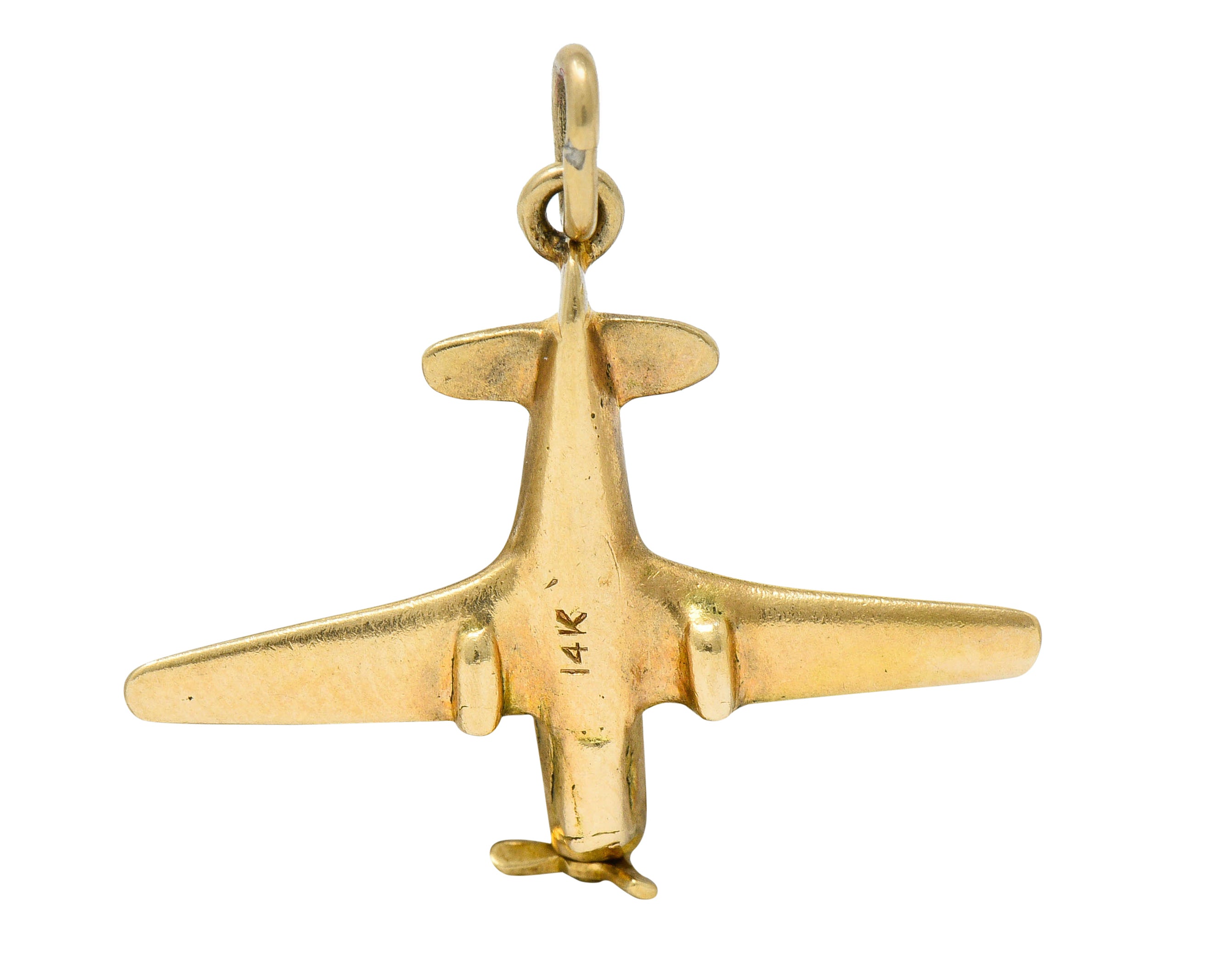 1940's Retro 14 Karat Gold Prop Airplane Charmcharm - Wilson's Estate Jewelry