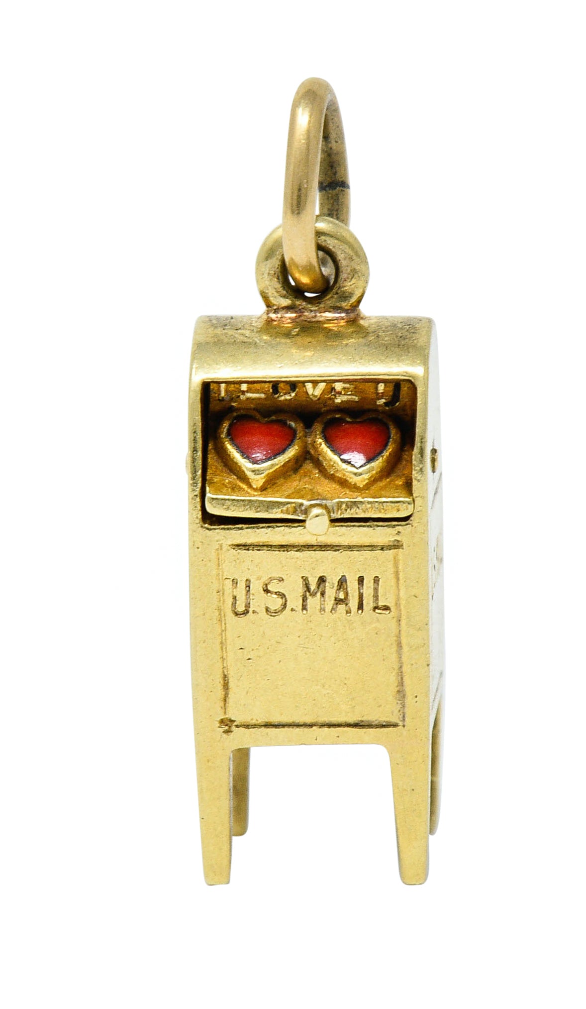 Sloan & Co. Enamel Heart 14 Karat Gold Mailbox Charmcharm - Wilson's Estate Jewelry