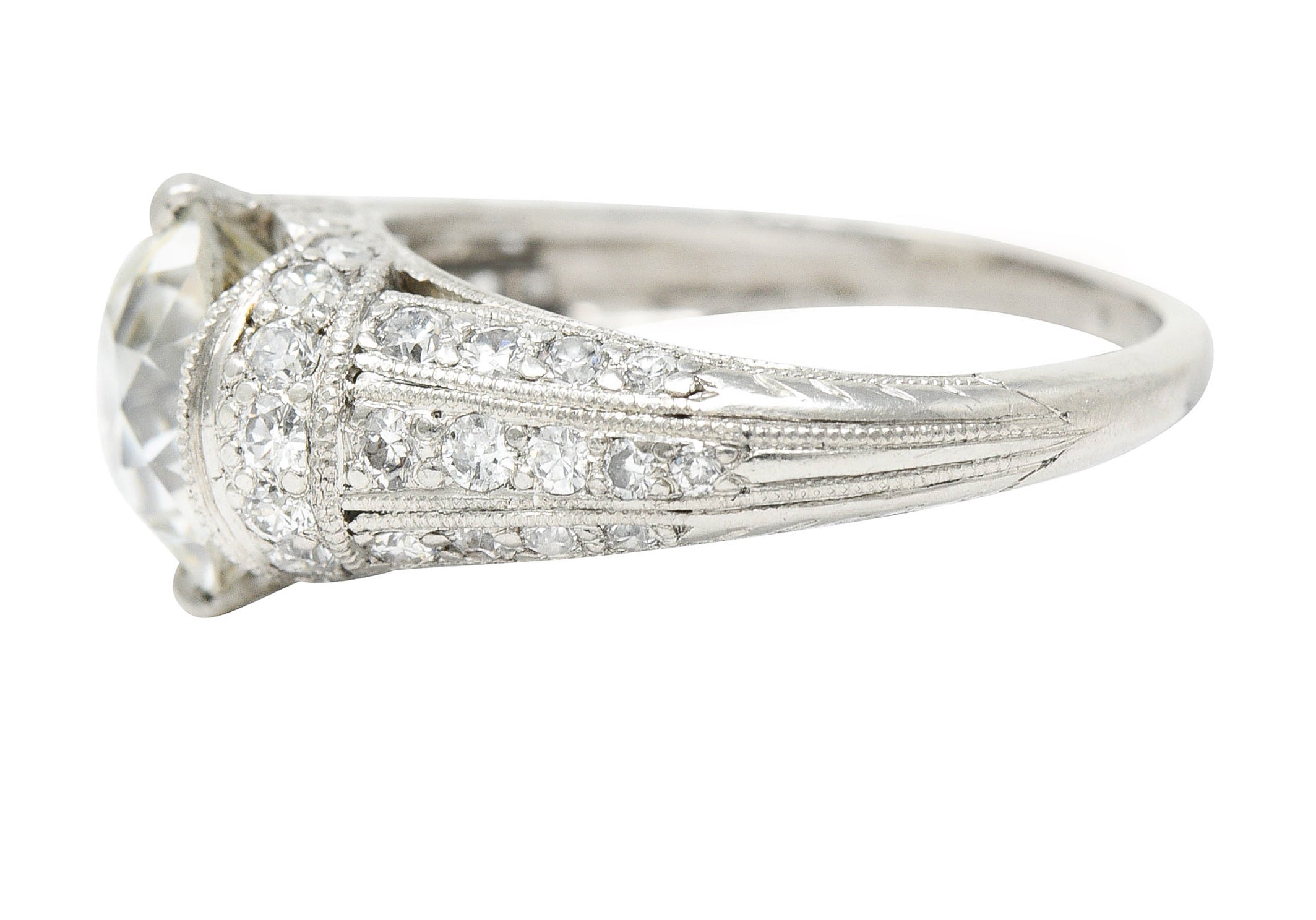 Edwardian 3.00 CTW Diamond Platinum Scrolled Engagement RingRing - Wilson's Estate Jewelry