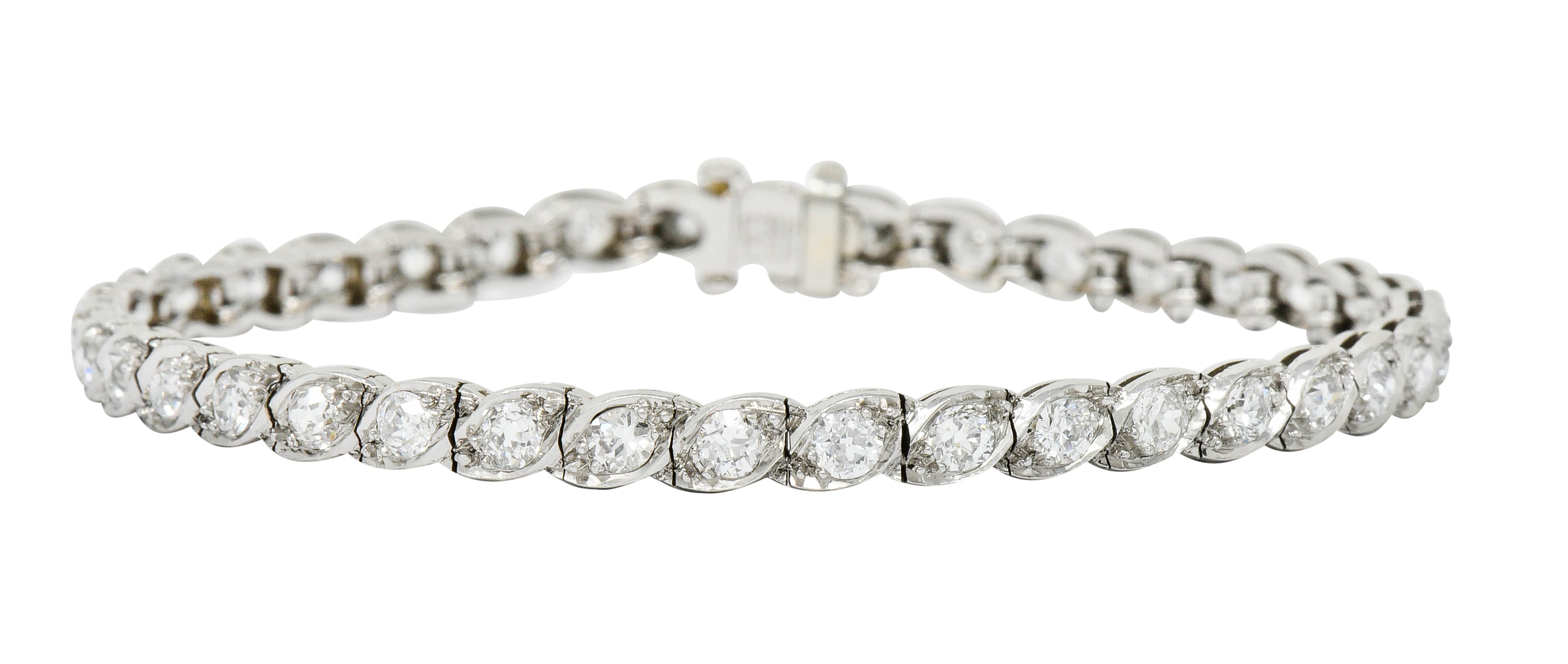 Waslikoff Art Deco 4.50 CTW Diamond Platinum Eyelet Line Braceletbracelet - Wilson's Estate Jewelry