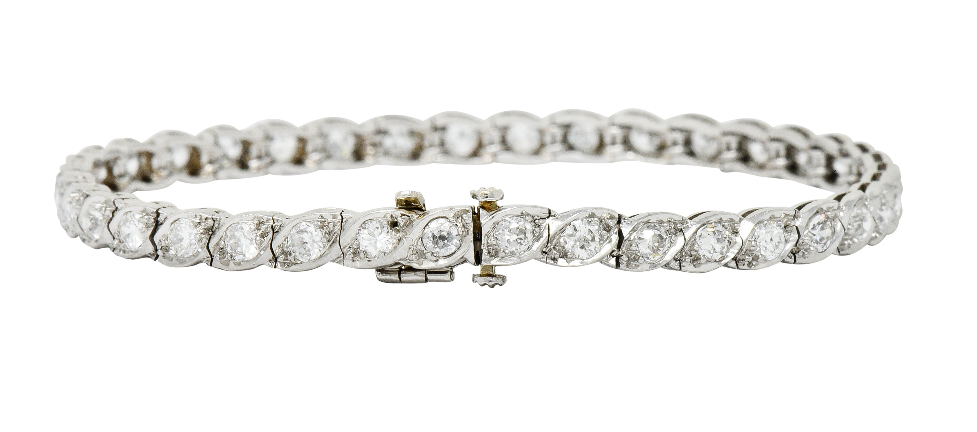 Waslikoff Art Deco 4.50 CTW Diamond Platinum Eyelet Line Braceletbracelet - Wilson's Estate Jewelry