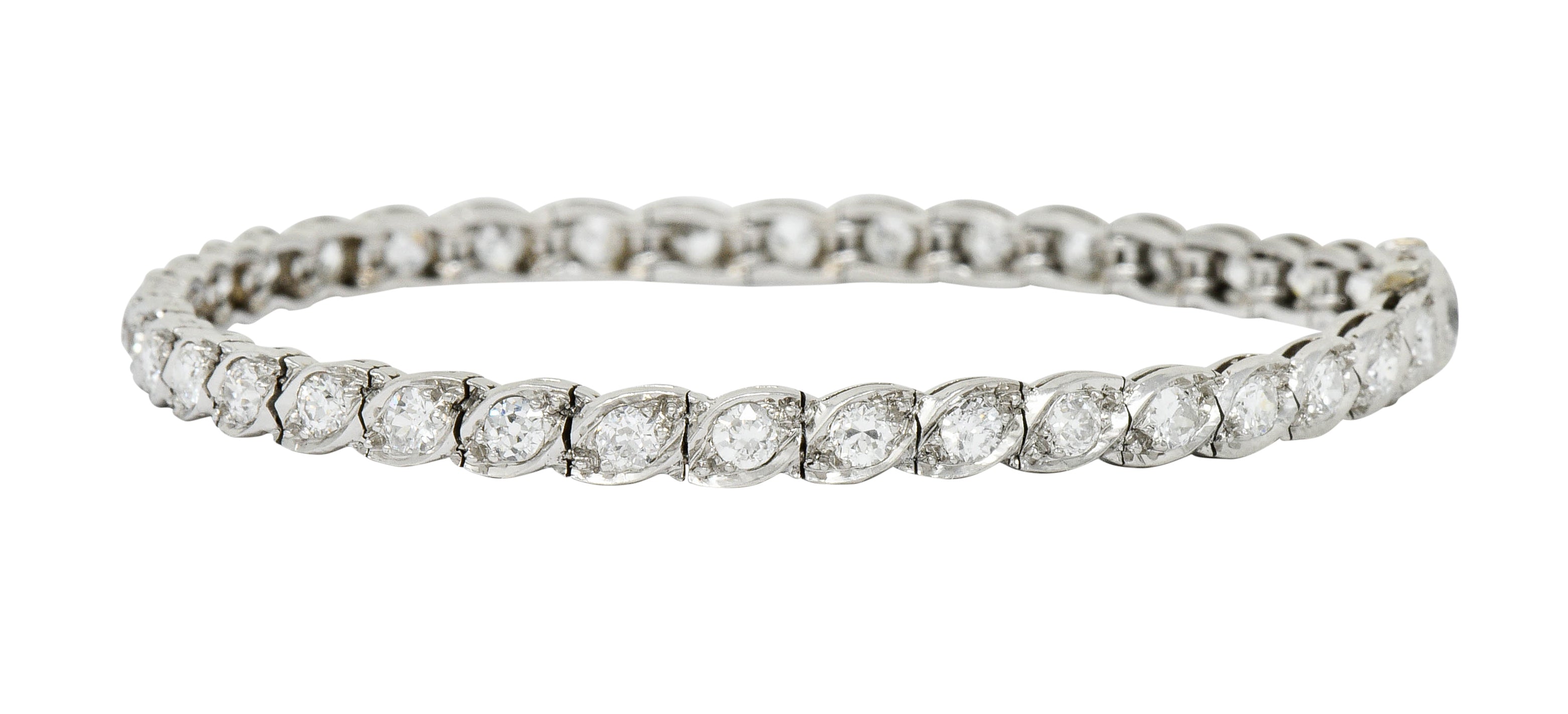 Waslikoff Art Deco 4.50 CTW Diamond Platinum Eyelet Line Braceletbracelet - Wilson's Estate Jewelry