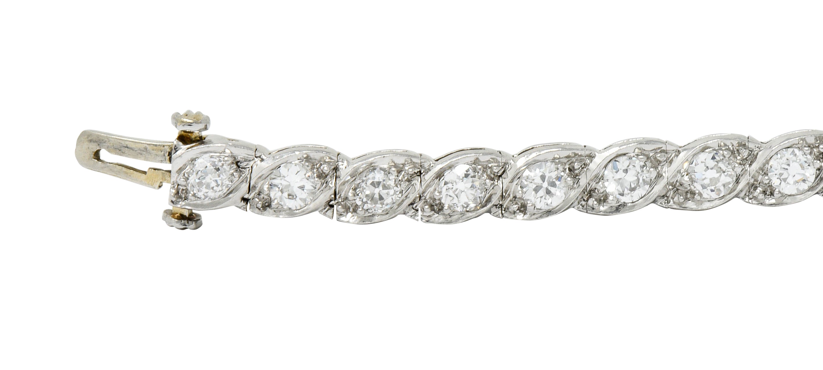 Waslikoff Art Deco 4.50 CTW Diamond Platinum Eyelet Line Braceletbracelet - Wilson's Estate Jewelry