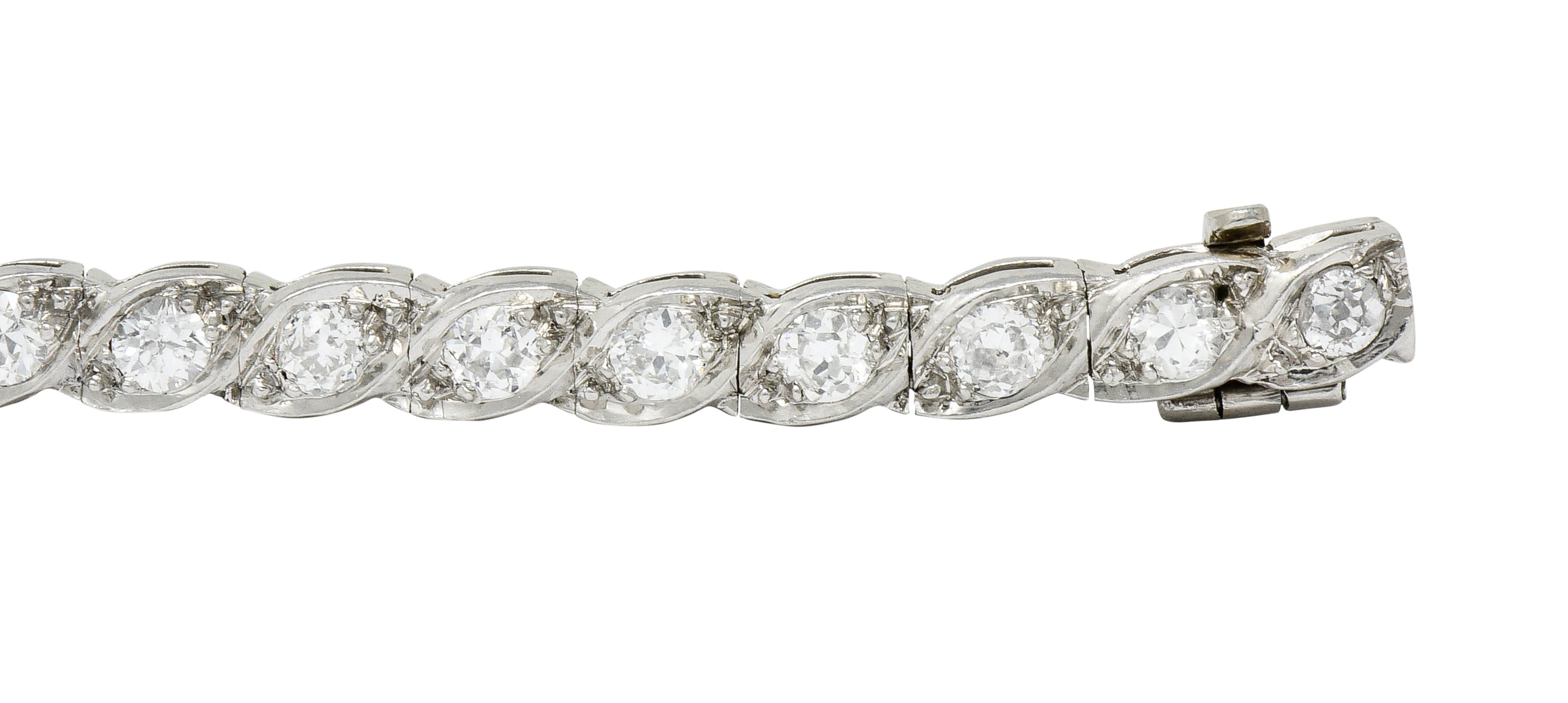 Waslikoff Art Deco 4.50 CTW Diamond Platinum Eyelet Line Braceletbracelet - Wilson's Estate Jewelry