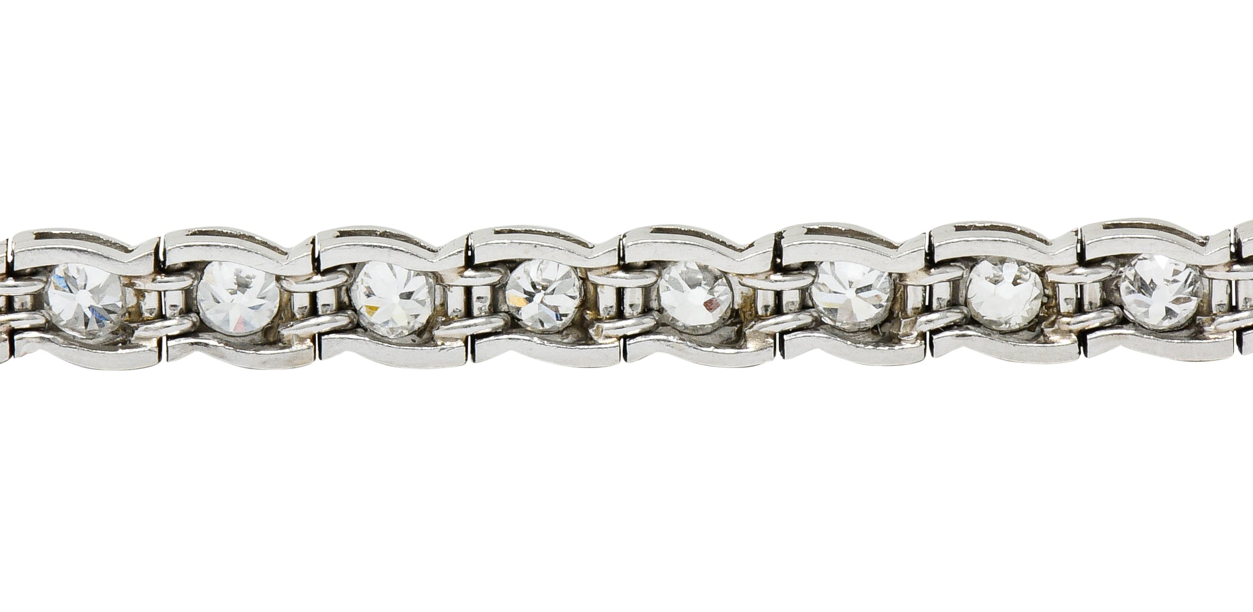 Waslikoff Art Deco 4.50 CTW Diamond Platinum Eyelet Line Braceletbracelet - Wilson's Estate Jewelry