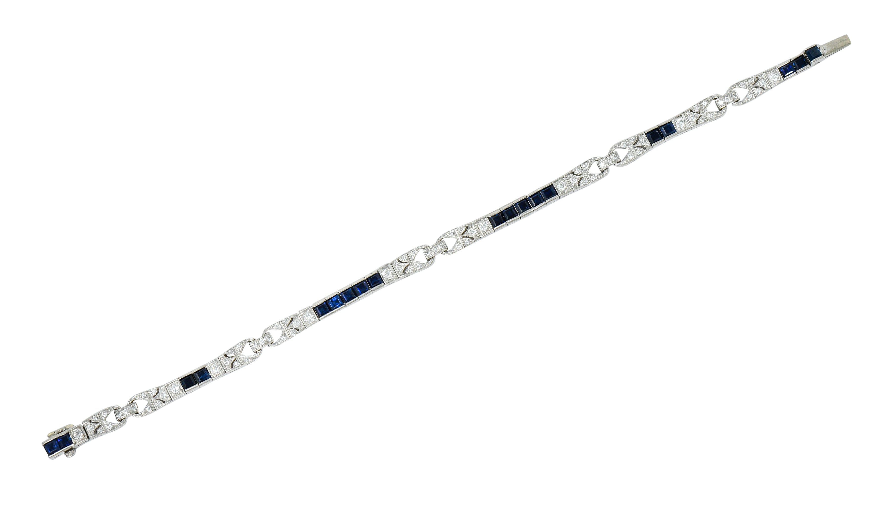 Vintage Sapphire Diamond Platinum Line Braceletbracelet - Wilson's Estate Jewelry