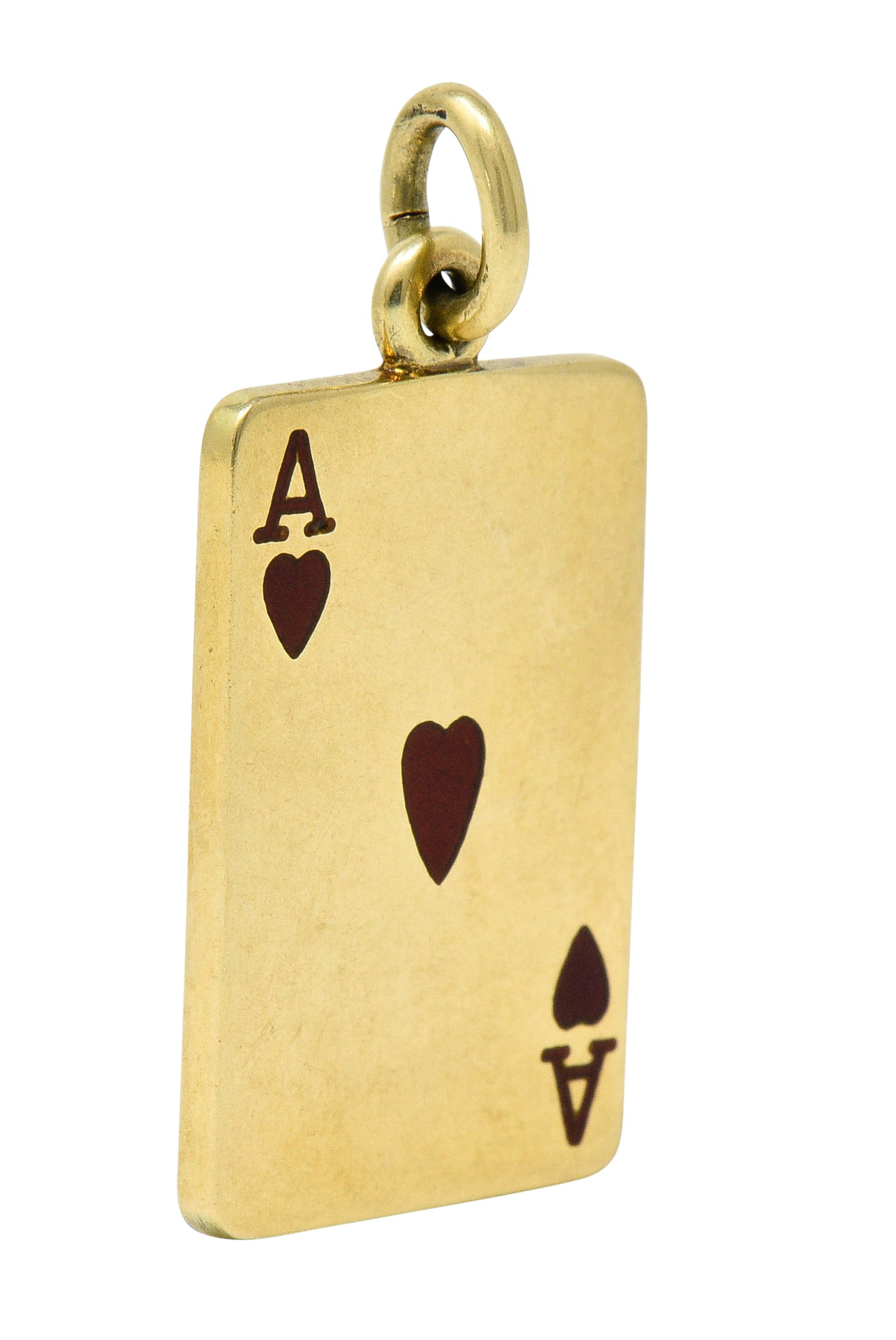 Tiffany & Co. Mid-Century Enamel 14 Karat Gold Ace of Hearts Card Charmcharm - Wilson's Estate Jewelry