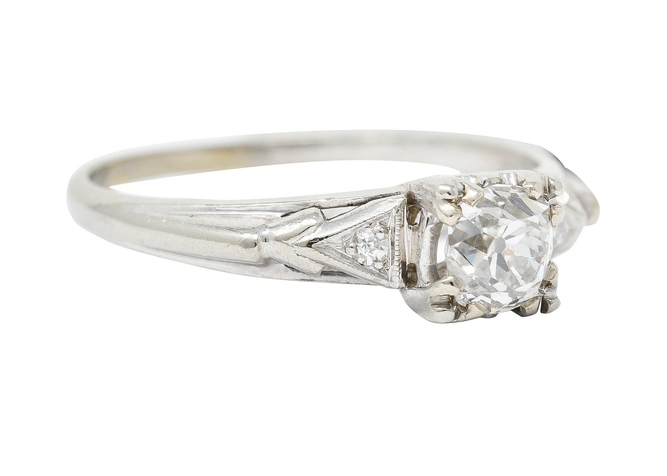 Retro 0.67 CTW Diamond 14 Karat White Gold Engagement RingRing - Wilson's Estate Jewelry