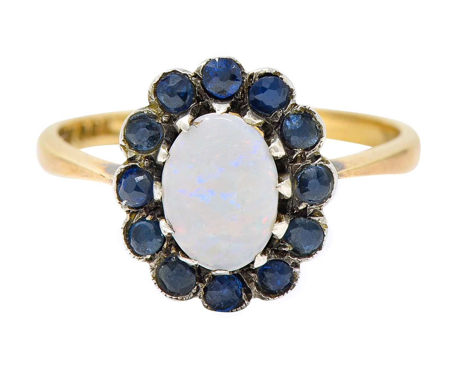 1890 Victorian Opal Sapphire Silver-Topped 14 Karat Gold Cluster RingRing - Wilson's Estate Jewelry