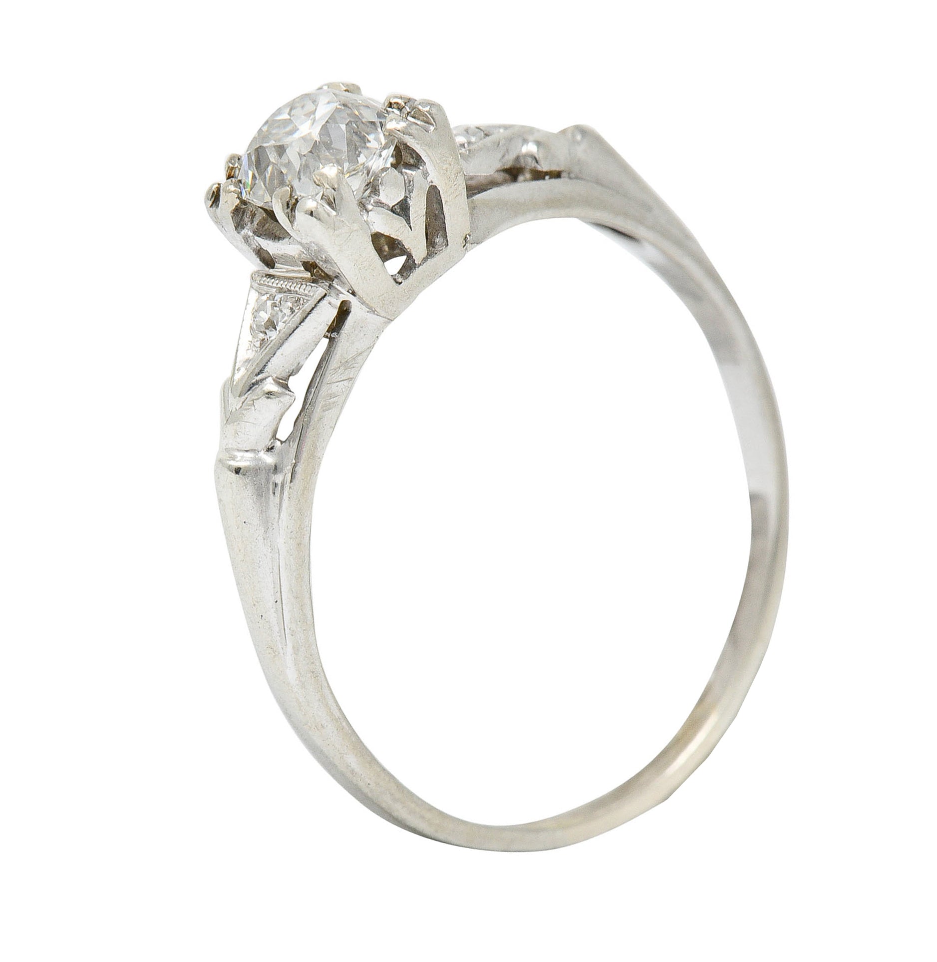 Retro 0.67 CTW Diamond 14 Karat White Gold Engagement RingRing - Wilson's Estate Jewelry