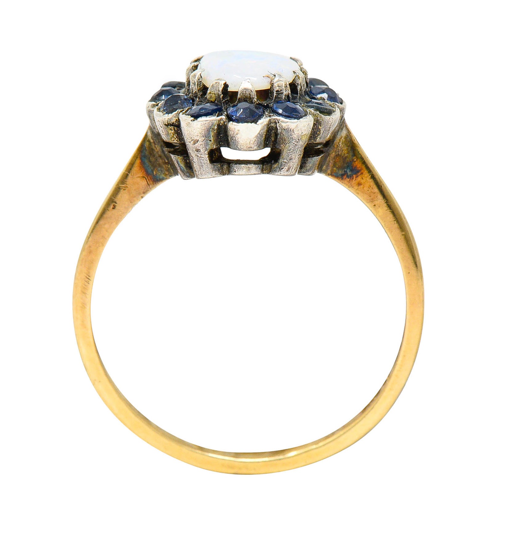 1890 Victorian Opal Sapphire Silver-Topped 14 Karat Gold Cluster RingRing - Wilson's Estate Jewelry