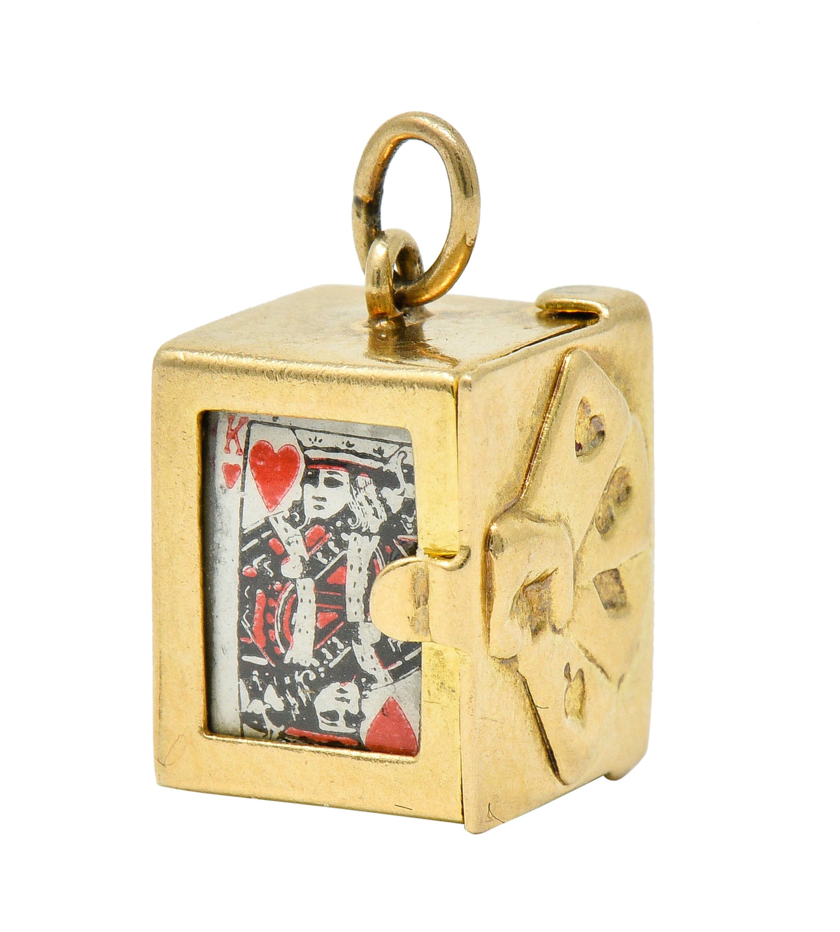 1940's Retro 14 Karat Gold Card Box & Cards Charmcharm - Wilson's Estate Jewelry