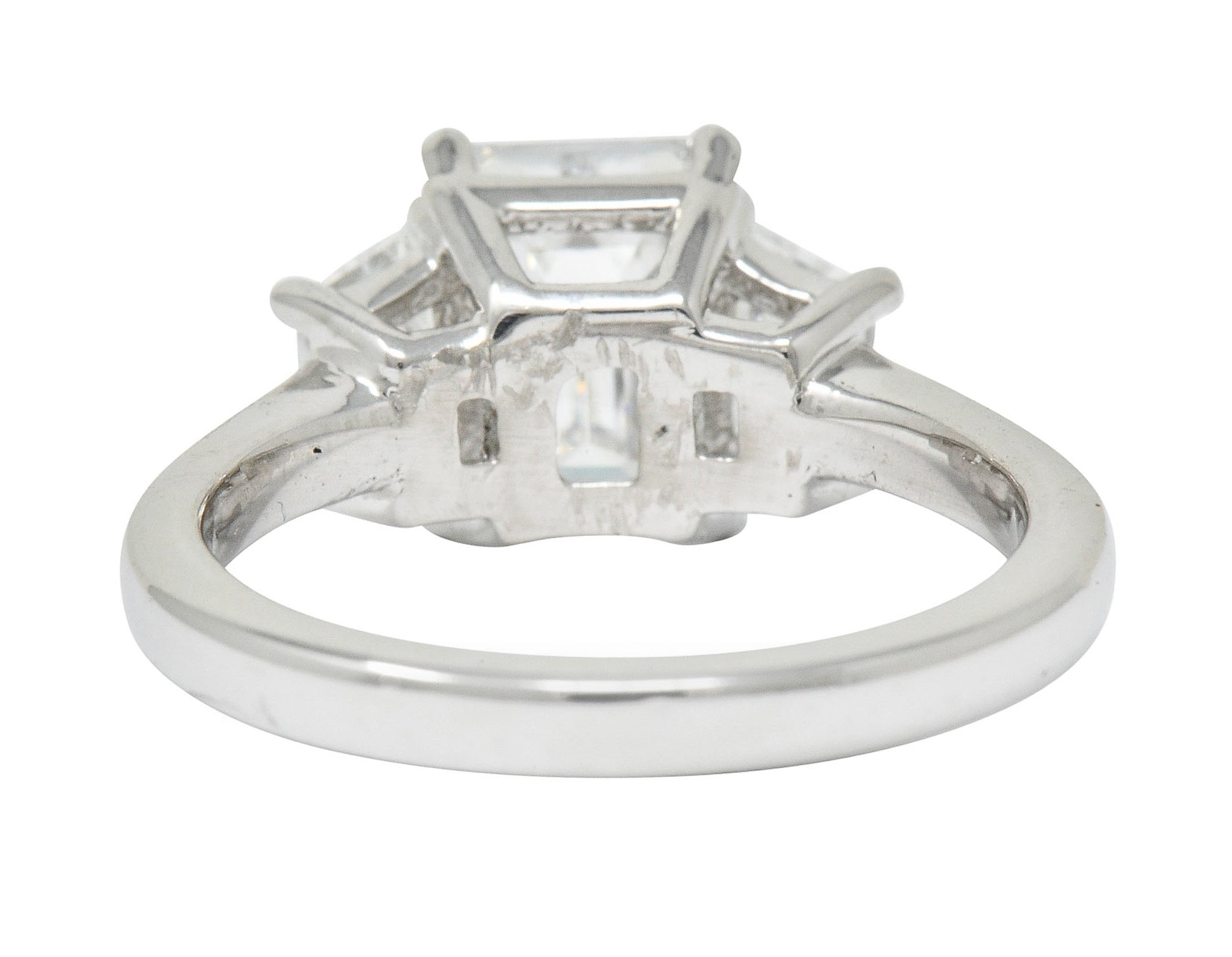 2.81 CTW Emerald Cut Diamond Platinum Engagement Ring GIARing - Wilson's Estate Jewelry