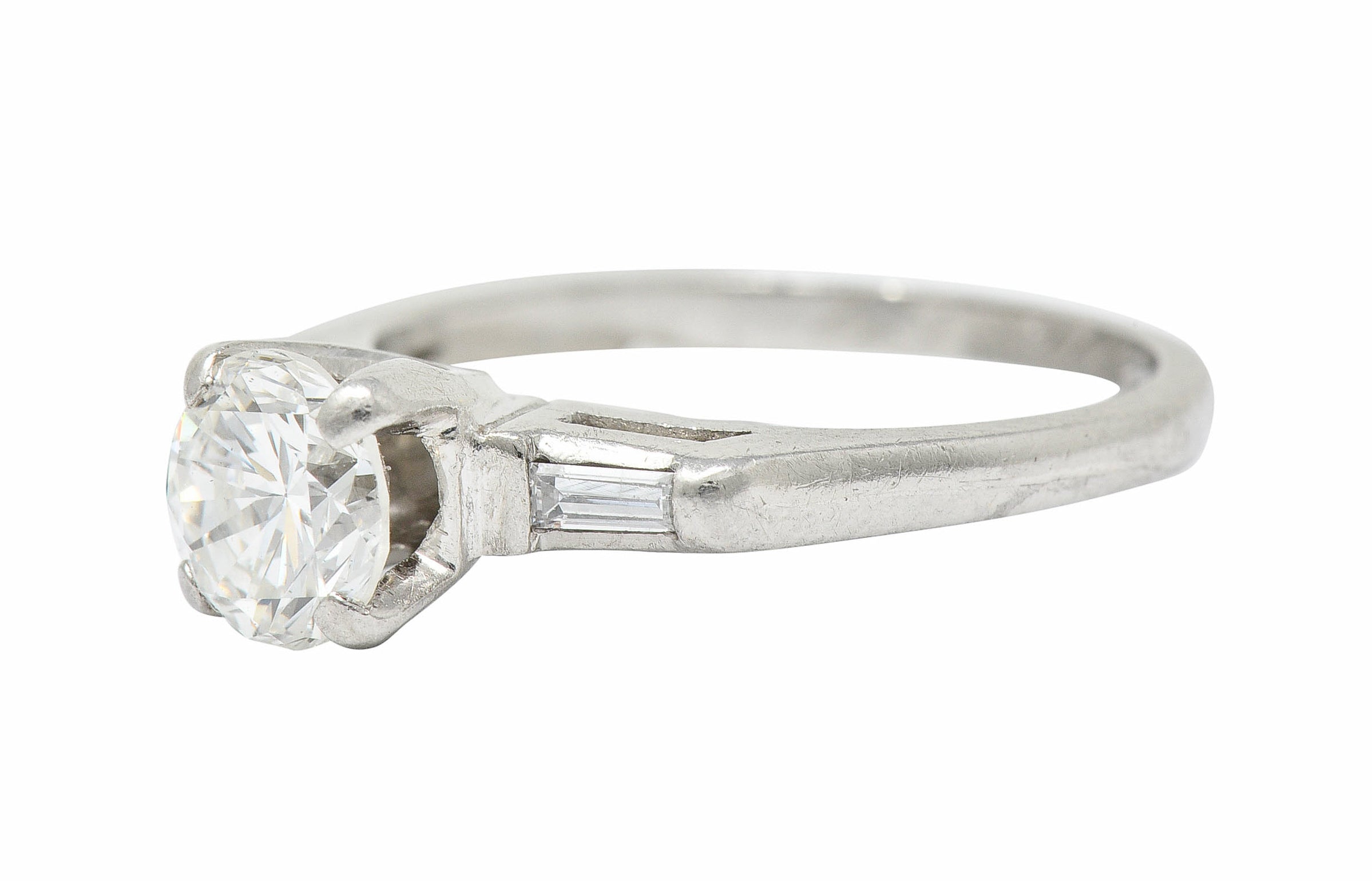 1957 Mid-Century 1.10 CTW Diamond Platinum Three Stone Engagement RingRing - Wilson's Estate Jewelry