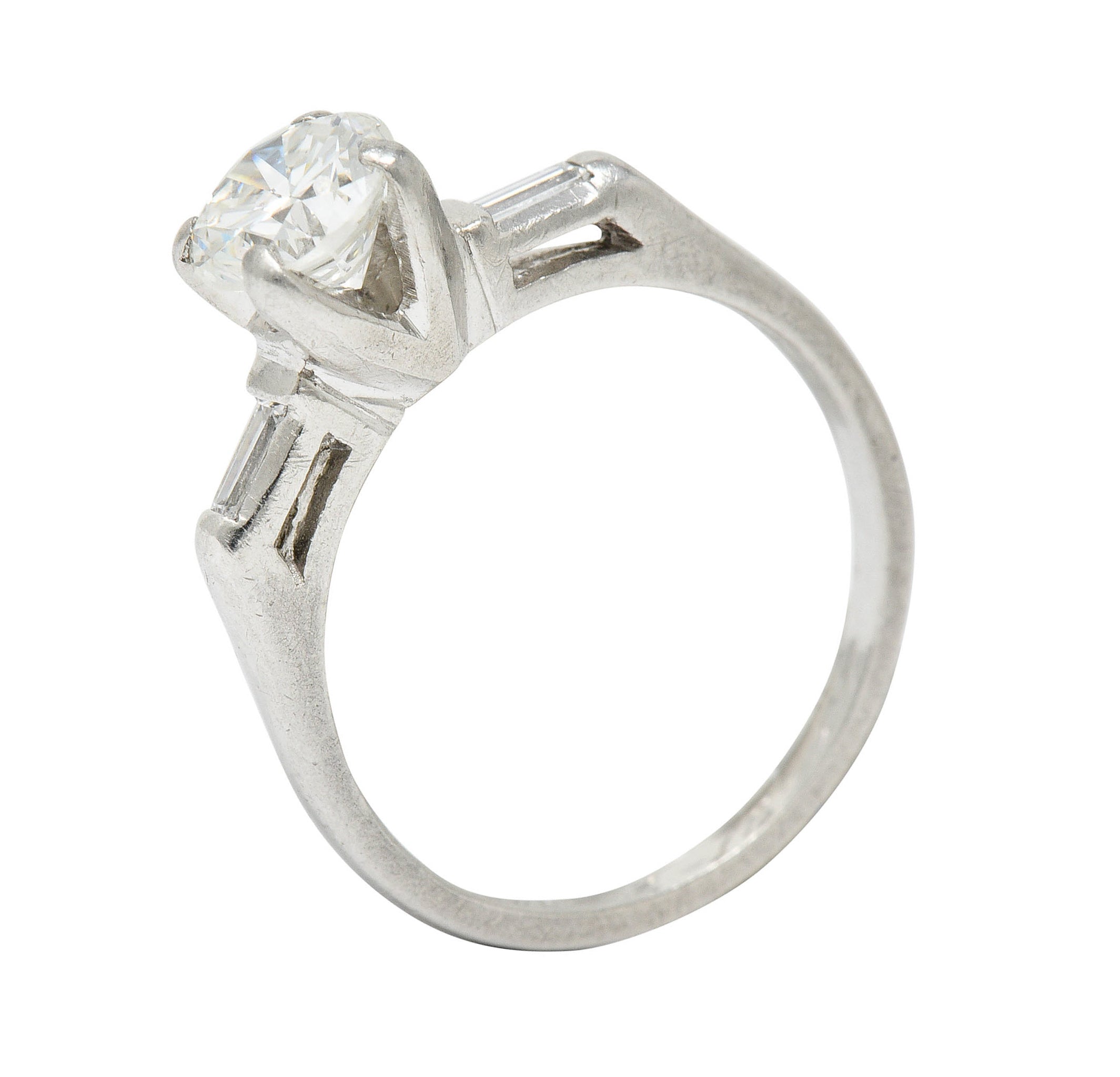 1957 Mid-Century 1.10 CTW Diamond Platinum Three Stone Engagement RingRing - Wilson's Estate Jewelry