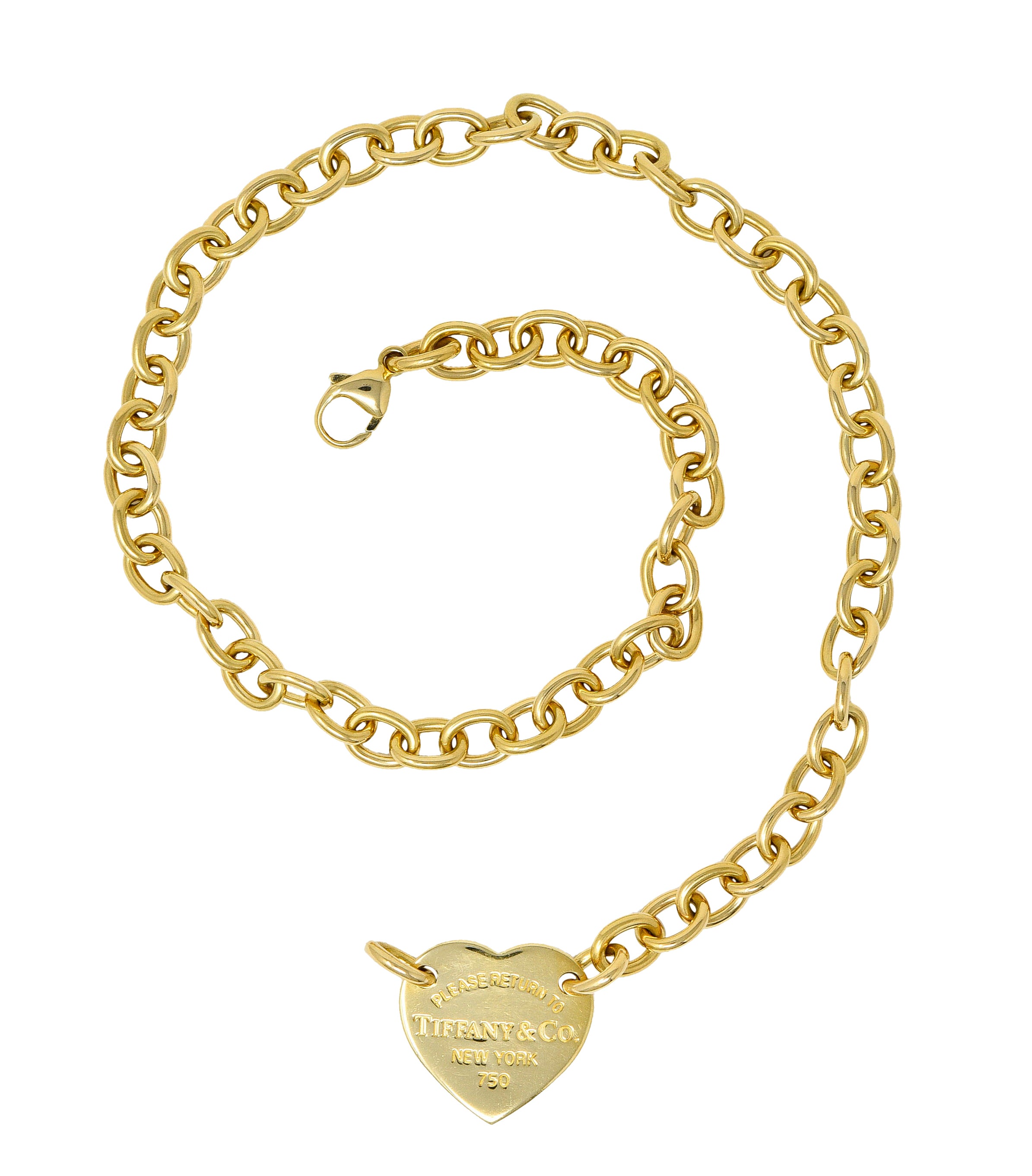 We-5886 Tiffany & Co. Vintage 18 Karat Gold Tiffany Heart Collar NecklaceNecklace - Wilson's Estate Jewelry