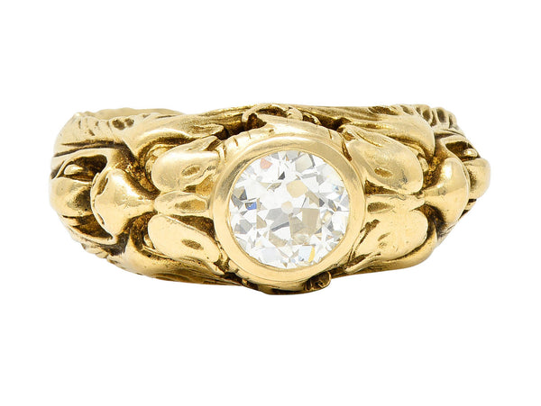 1900 Victorian 1.14 CTW Old Mine Diamond 14 Karat Gold Unisex Phobos RingRing - Wilson's Estate Jewelry