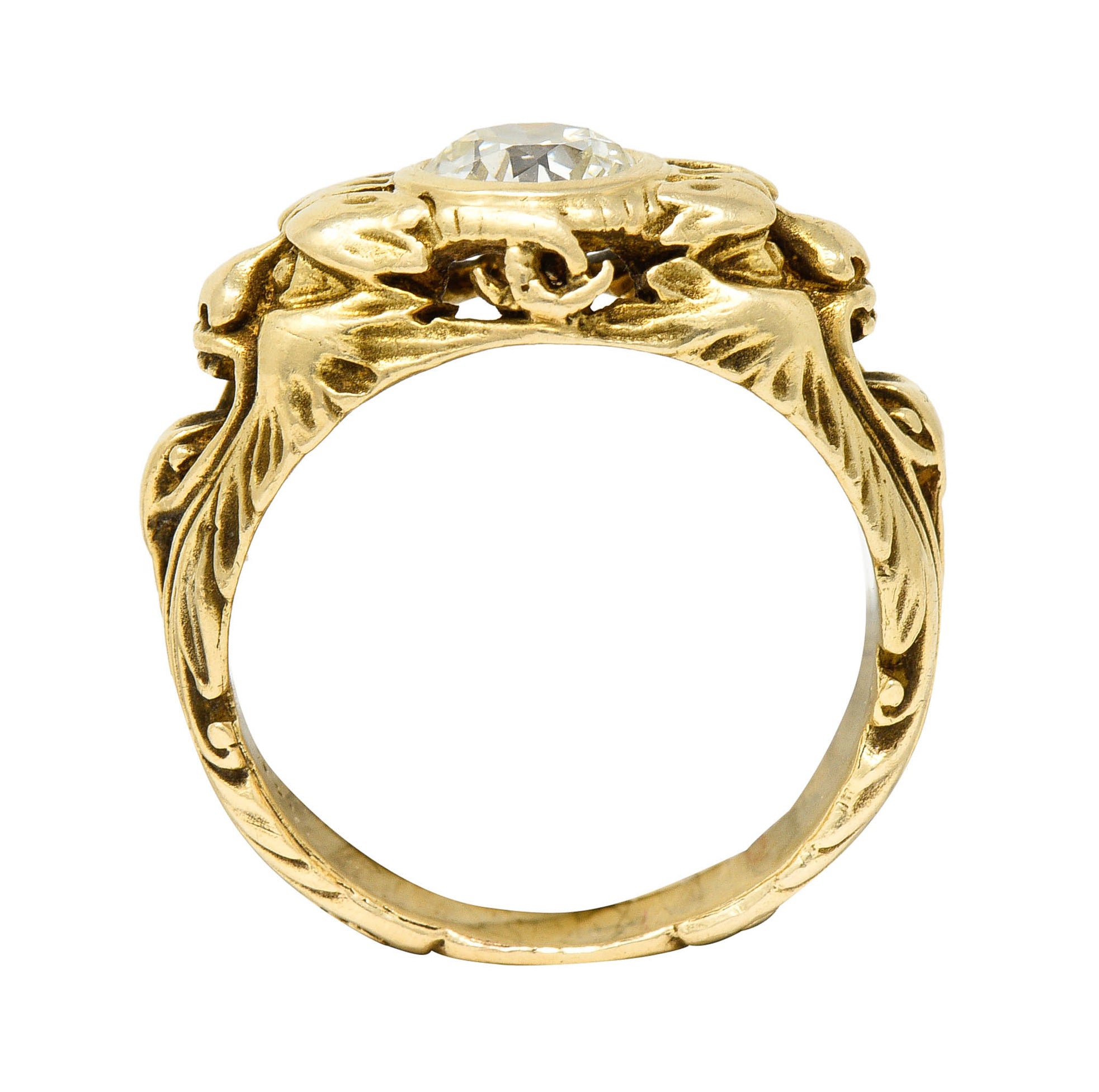 1900 Victorian 1.14 CTW Old Mine Diamond 14 Karat Gold Unisex Phobos RingRing - Wilson's Estate Jewelry