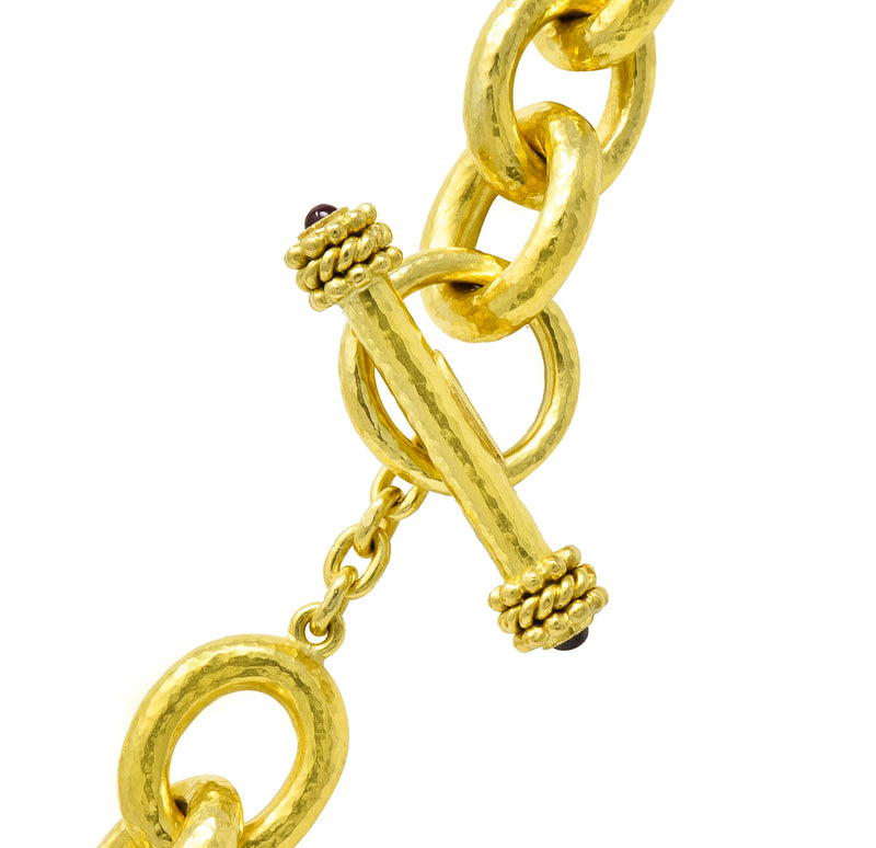 Elizabeth Locke Ruby 19 Karat Gold Substantial Curb Link Chain Collar Necklace - Wilson's Estate Jewelry