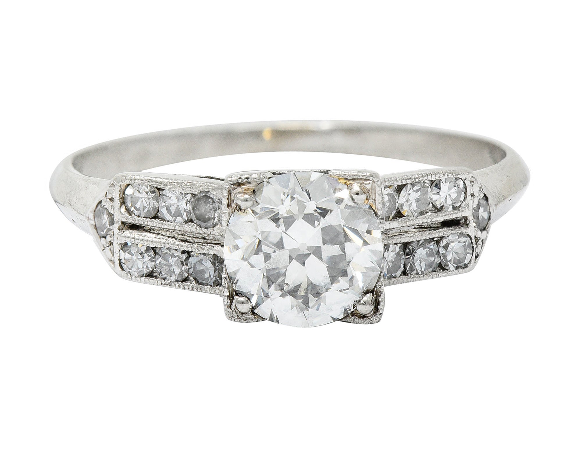 Late Art Deco 0.93 CTW Diamond Platinum Engagement RingRing - Wilson's Estate Jewelry