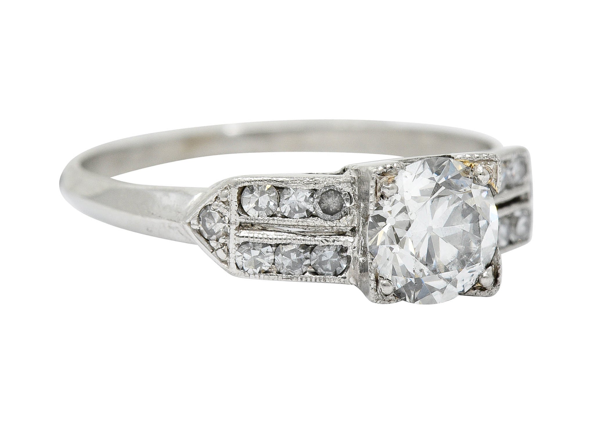 Late Art Deco 0.93 CTW Diamond Platinum Engagement RingRing - Wilson's Estate Jewelry