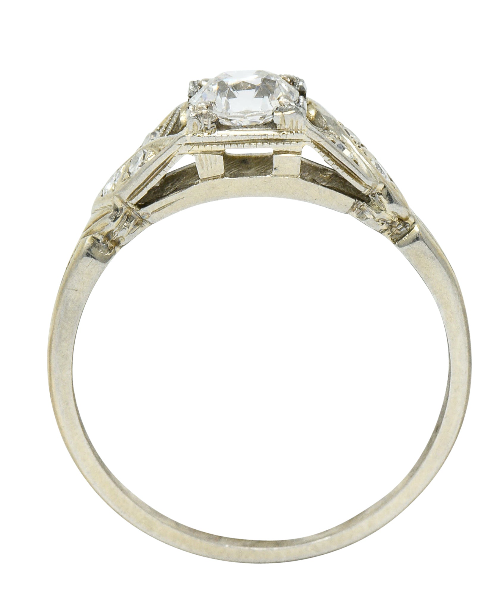 Retro Diamond 18 Karat White Gold Engagement RingRing - Wilson's Estate Jewelry