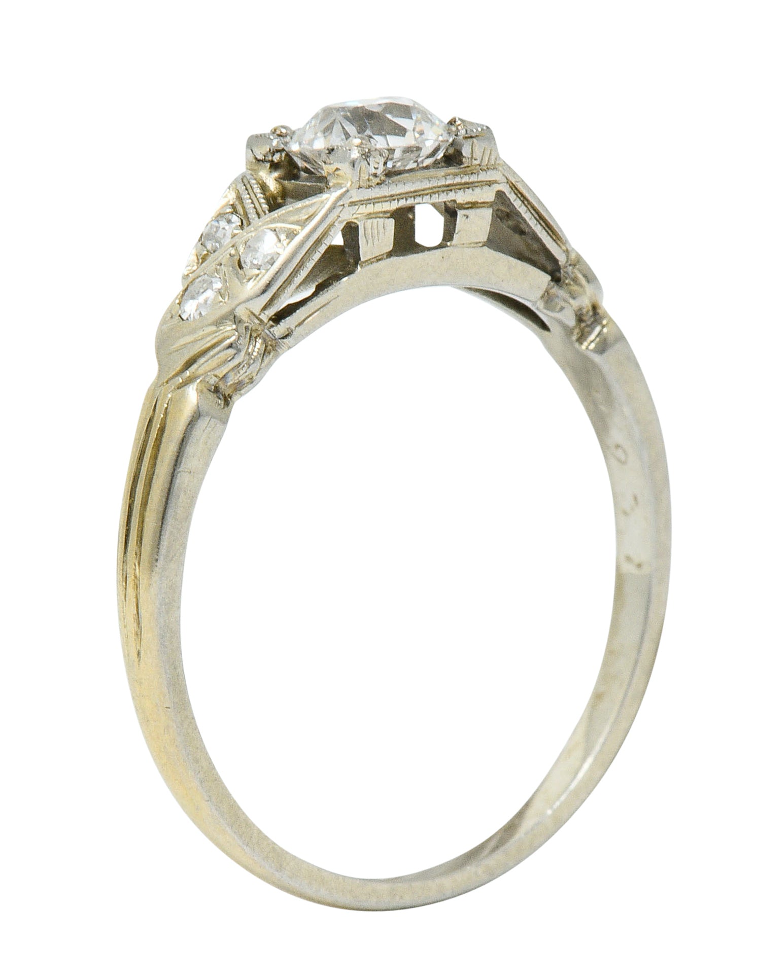 Retro Diamond 18 Karat White Gold Engagement RingRing - Wilson's Estate Jewelry