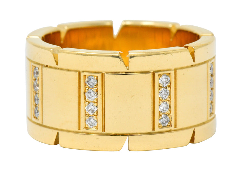 Cartier Vintage Diamond 18 Karat Gold Unisex Tank Francaise Band RingRing - Wilson's Estate Jewelry