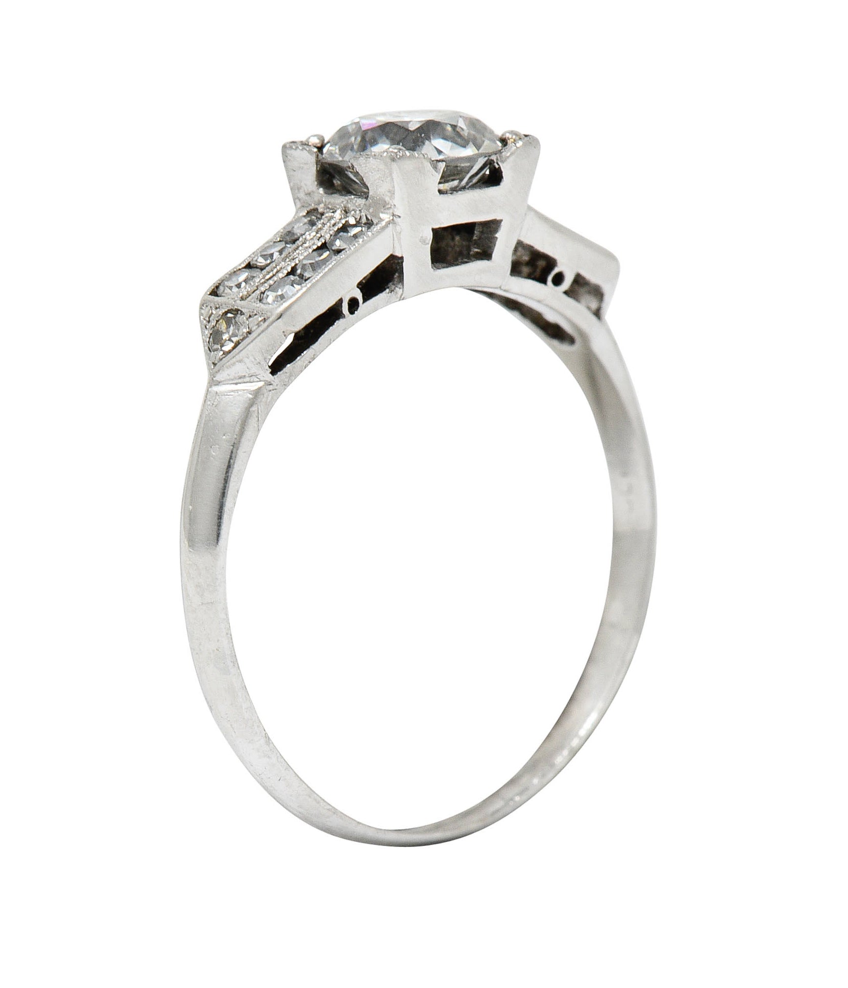 Late Art Deco 0.93 CTW Diamond Platinum Engagement RingRing - Wilson's Estate Jewelry