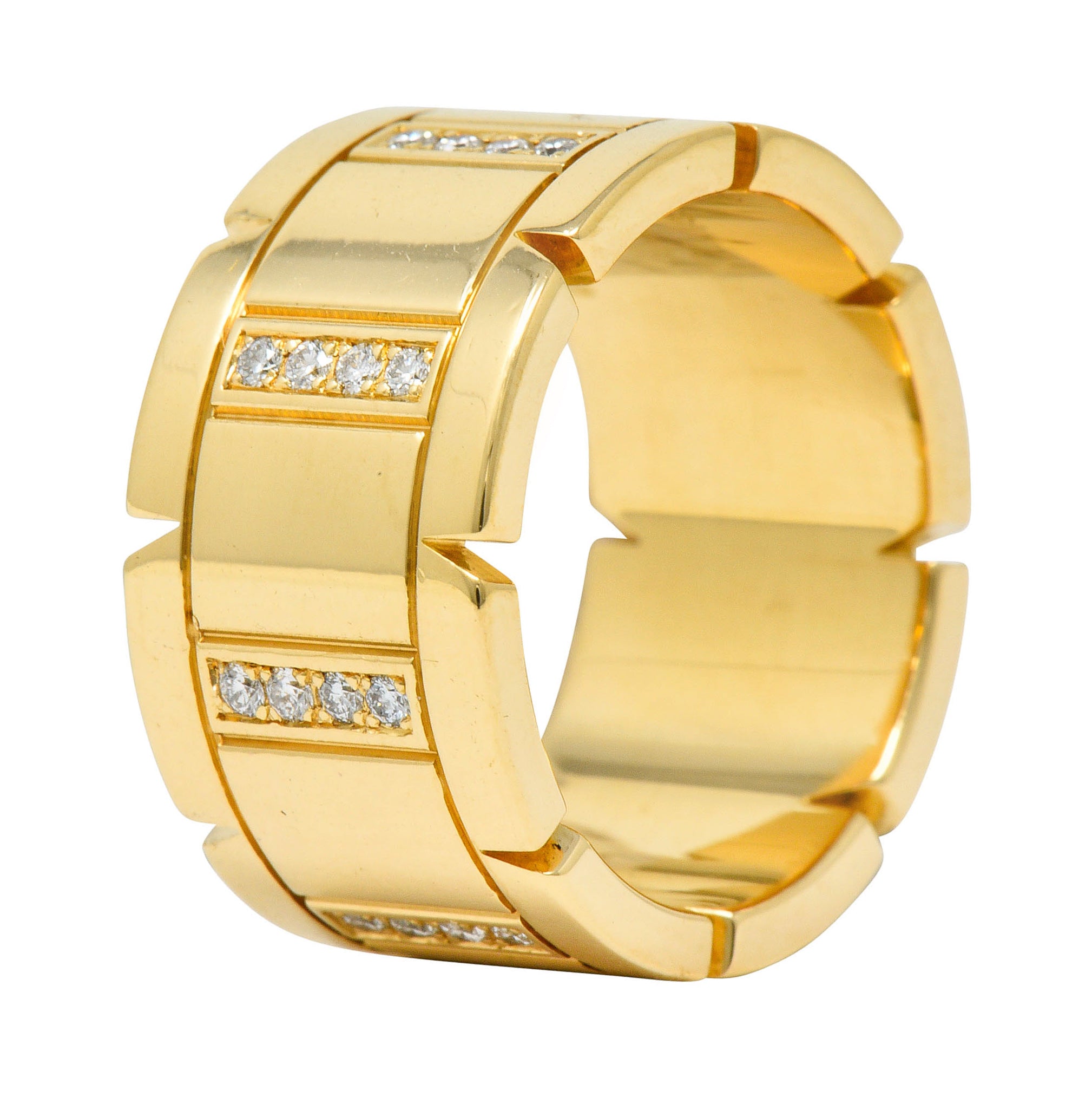 Cartier Vintage Diamond 18 Karat Gold Unisex Tank Francaise Band RingRing - Wilson's Estate Jewelry