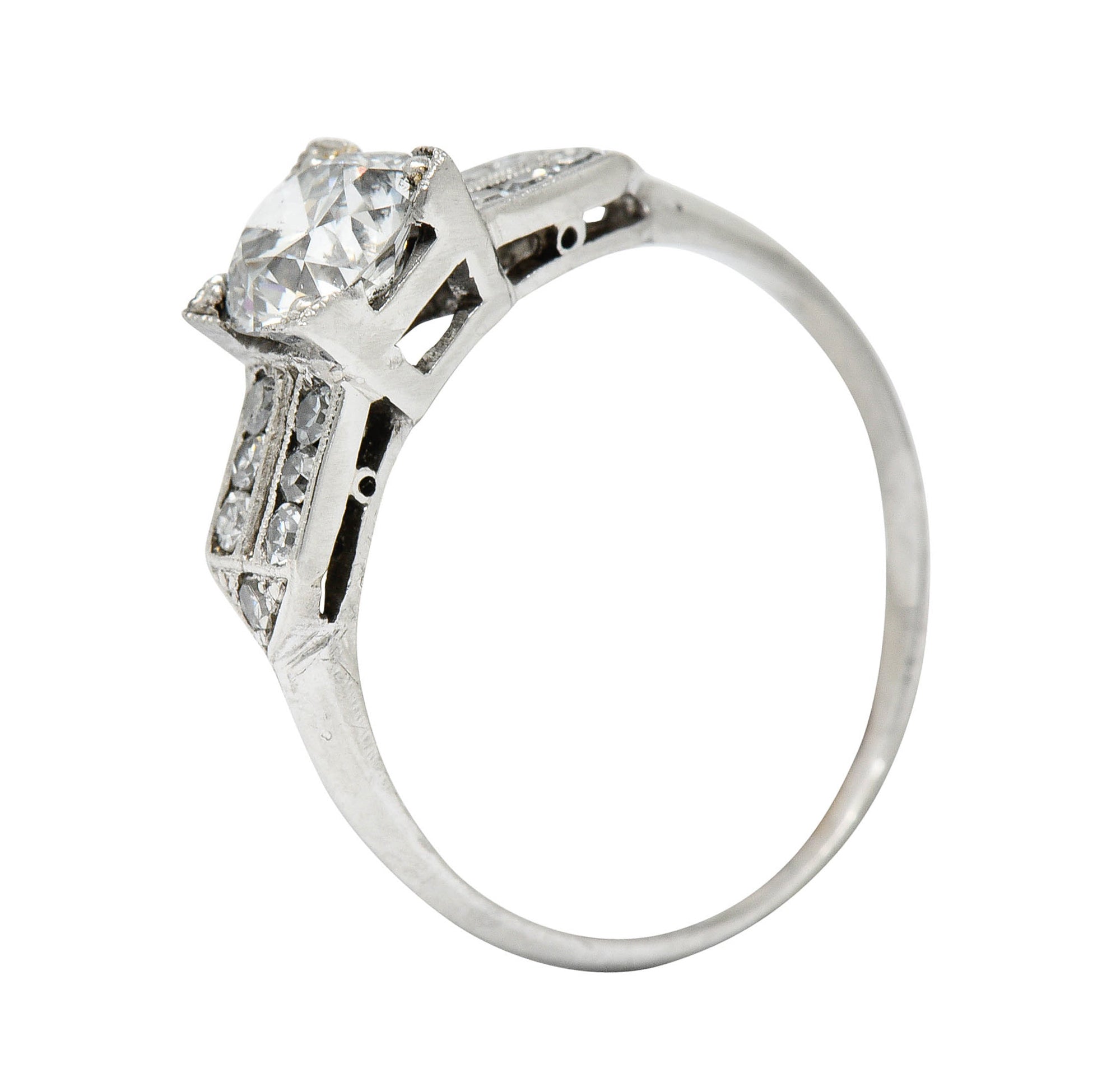 Late Art Deco 0.93 CTW Diamond Platinum Engagement RingRing - Wilson's Estate Jewelry